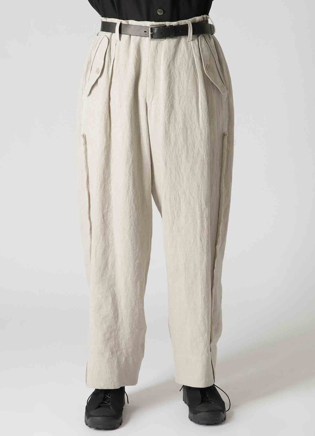 40 LINEN SIDE POINT TUCK PANTS