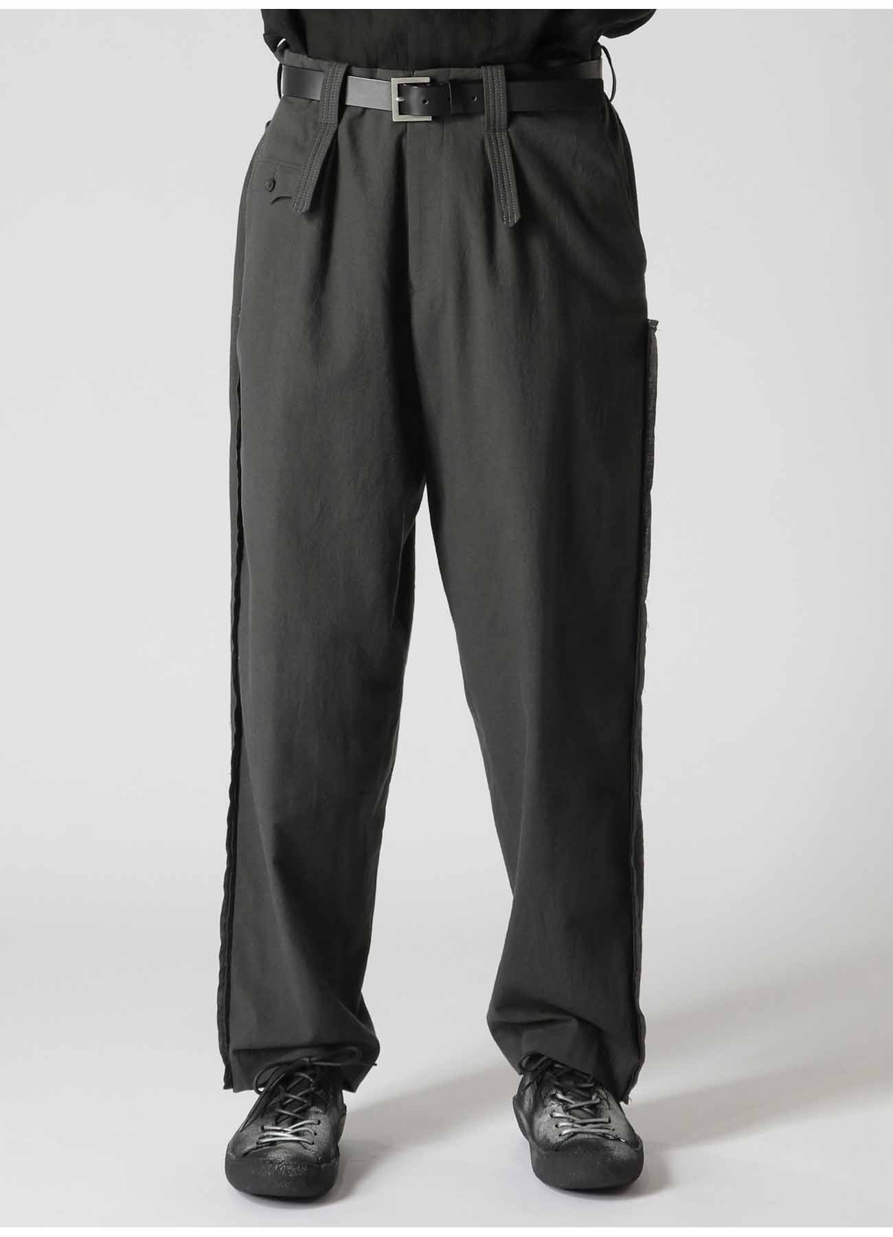 COTTON LINEN POPLIN PANTS WITH DECORATIVE CLOTH