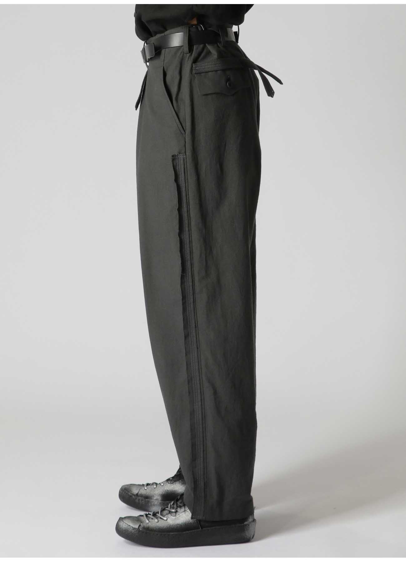 COTTON LINEN POPLIN PANTS WITH DECORATIVE CLOTH