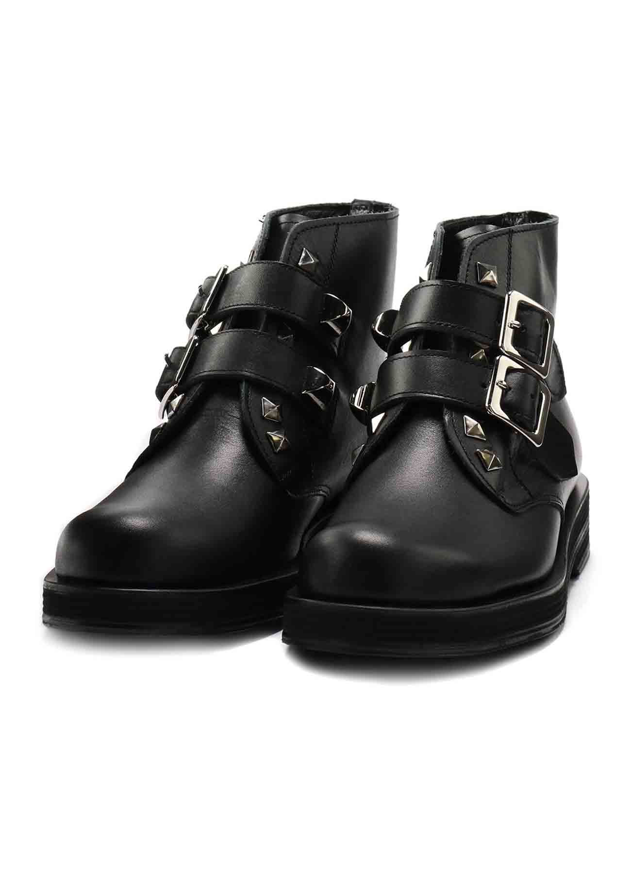 SMOOTH LEATHER STUDS STRAP BOOTS