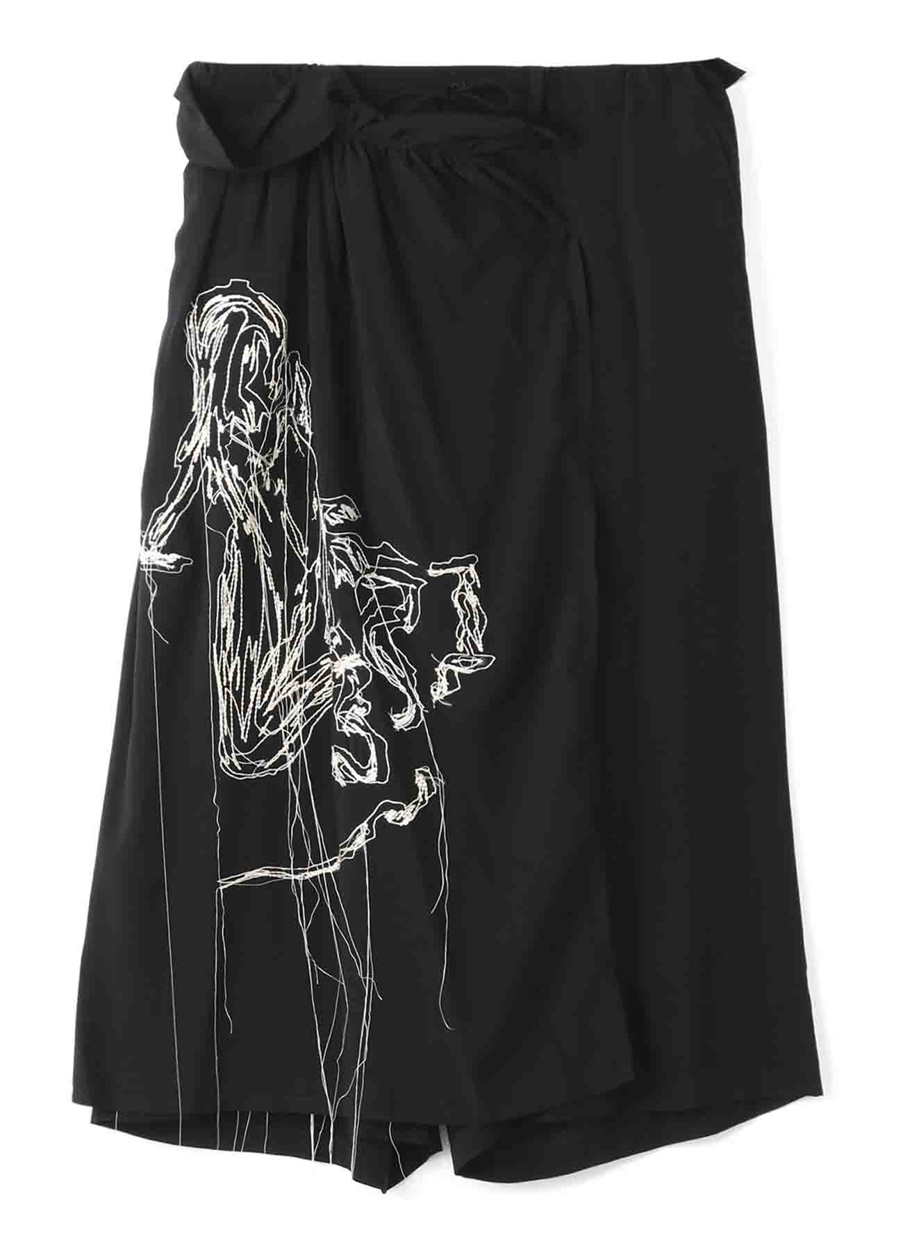 BLACK Scandal 「シルエット」刺繍ギャザースカートパンツ