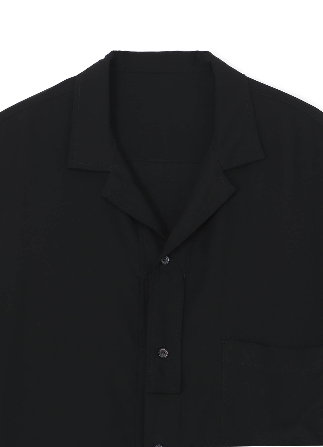 BLACK TENCEL POPLIN HALF-SLEEVE SHIRT WITH DECONSTRUCTED PLACKET