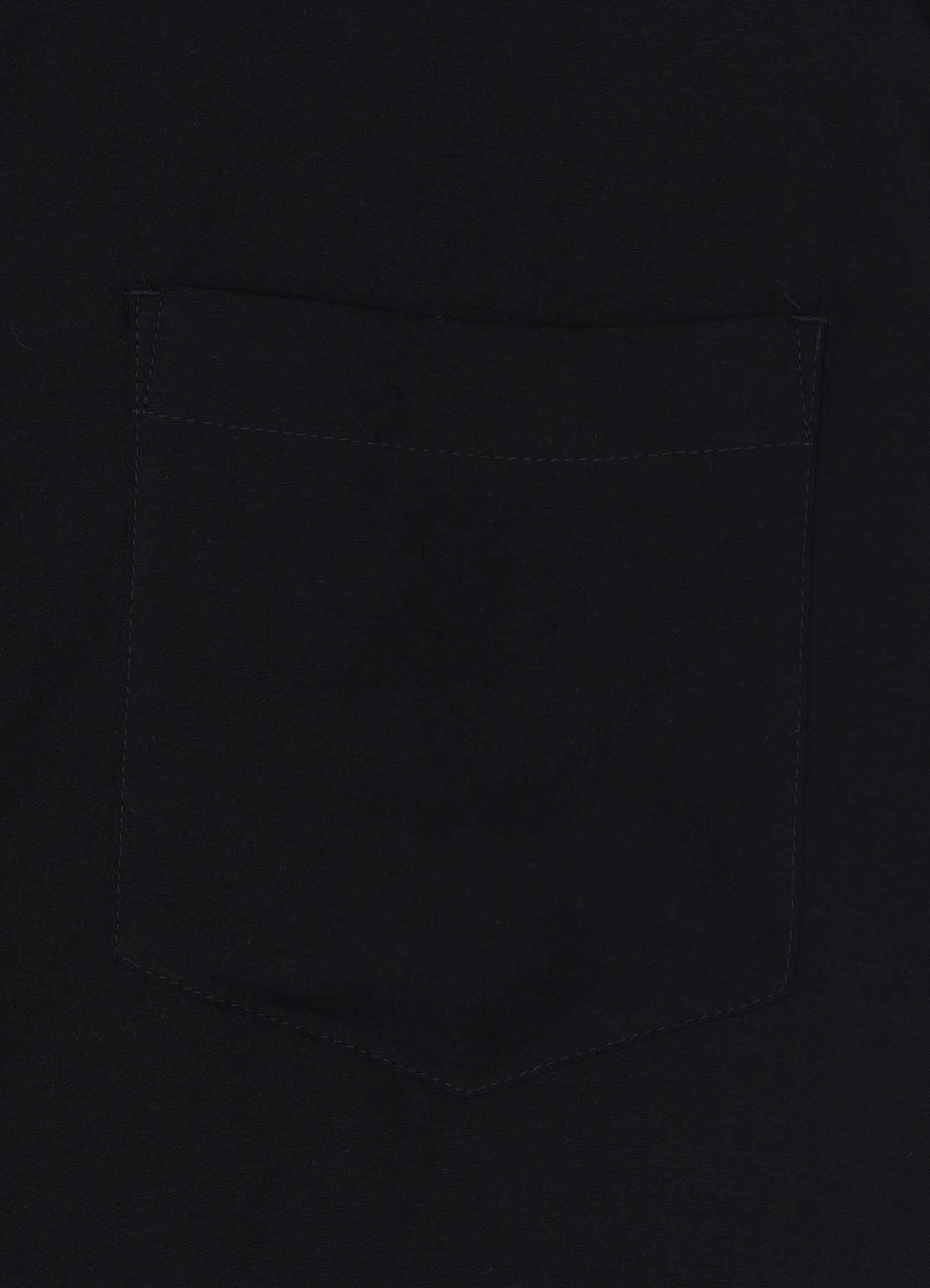 BLACK TENCEL POPLIN HALF-SLEEVE SHIRT WITH DECONSTRUCTED PLACKET