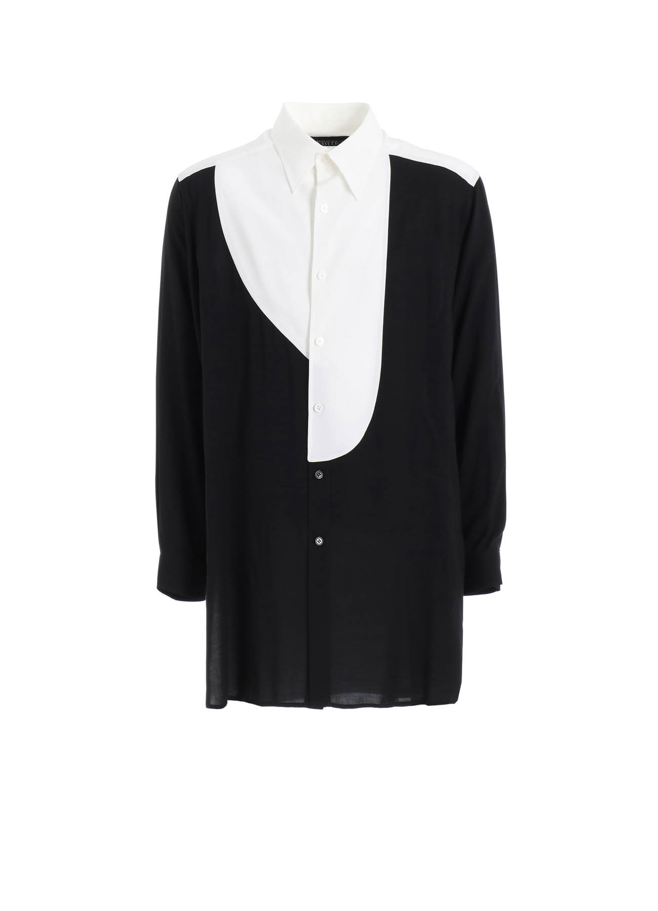 RAYON MONOCHROME PANEL TUCK COLLAR SHIRT