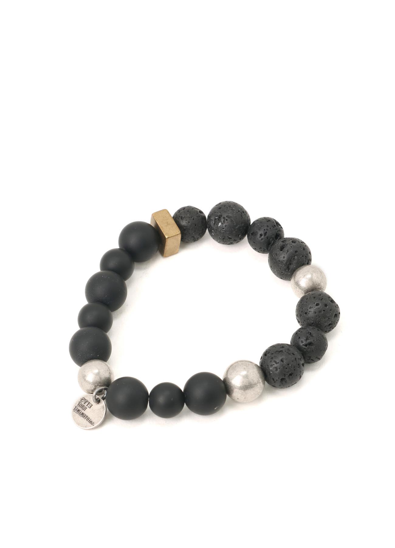 ONYX BEAD+LAVA STONE BRACELET