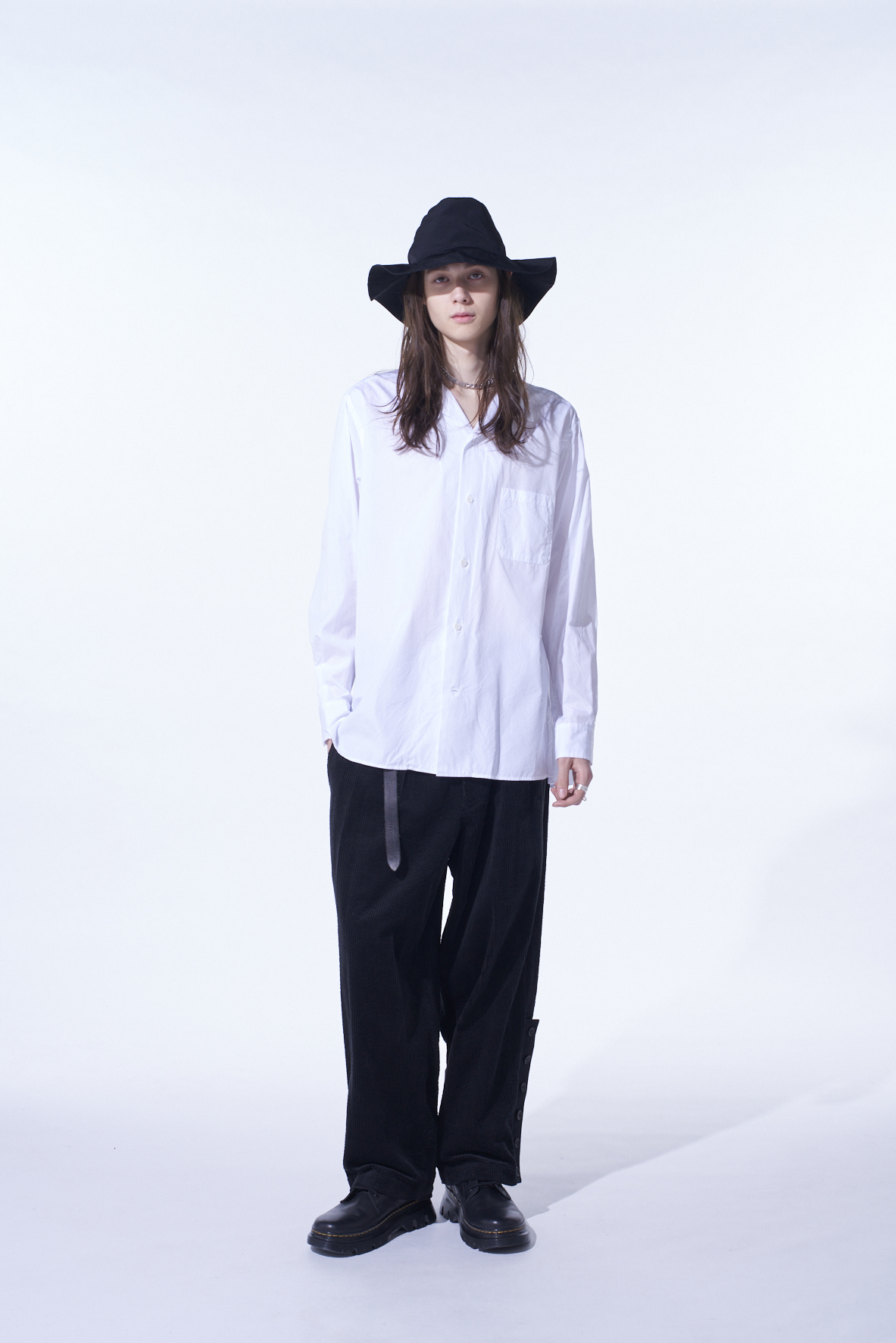 COTTON BROAD LOOSE-FIT OPEN COLLAR SHIRT