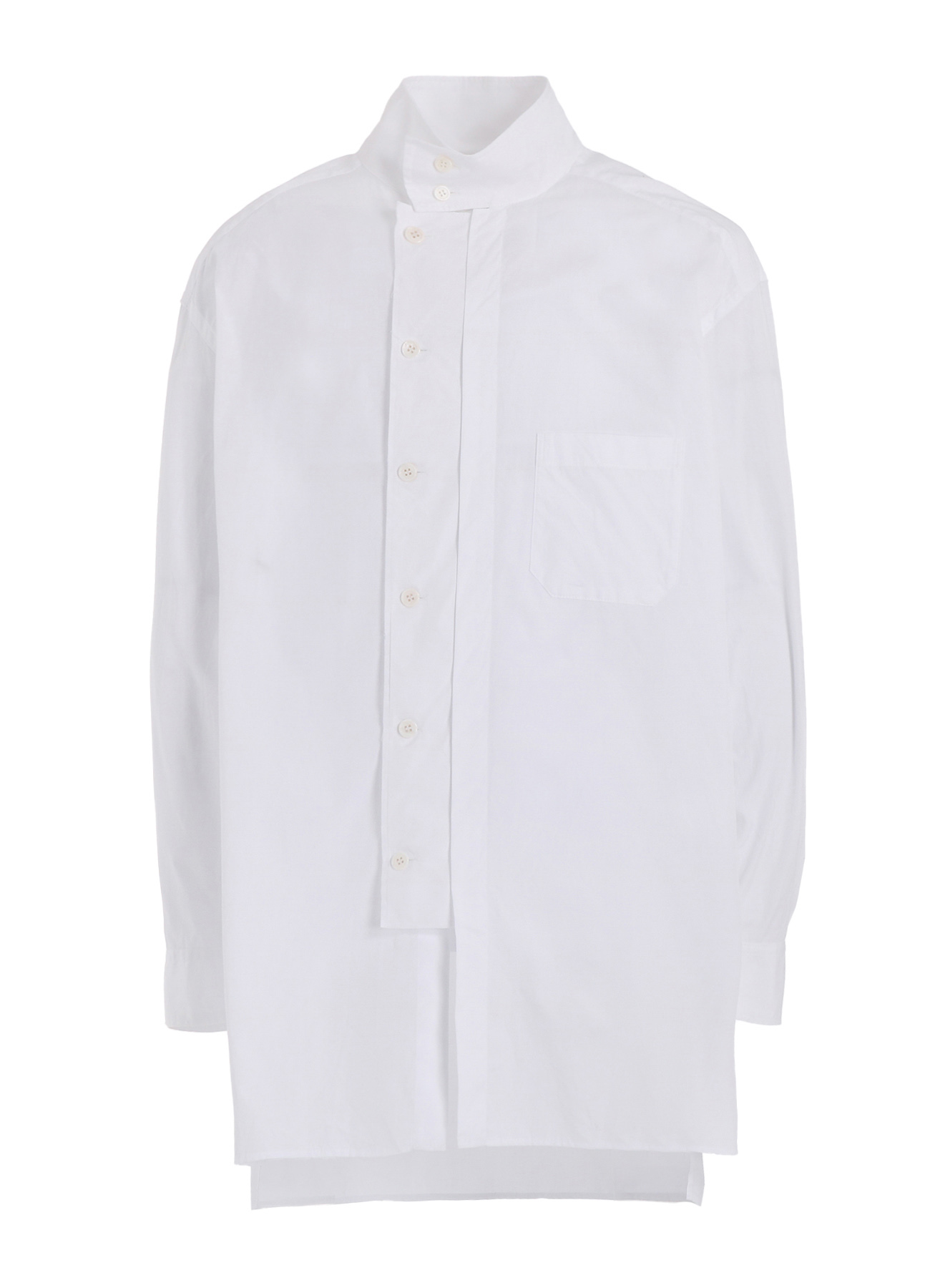 COTTON BROAD MULTI-BUTTONED SLEEVES STAND COLLAR SHIRT