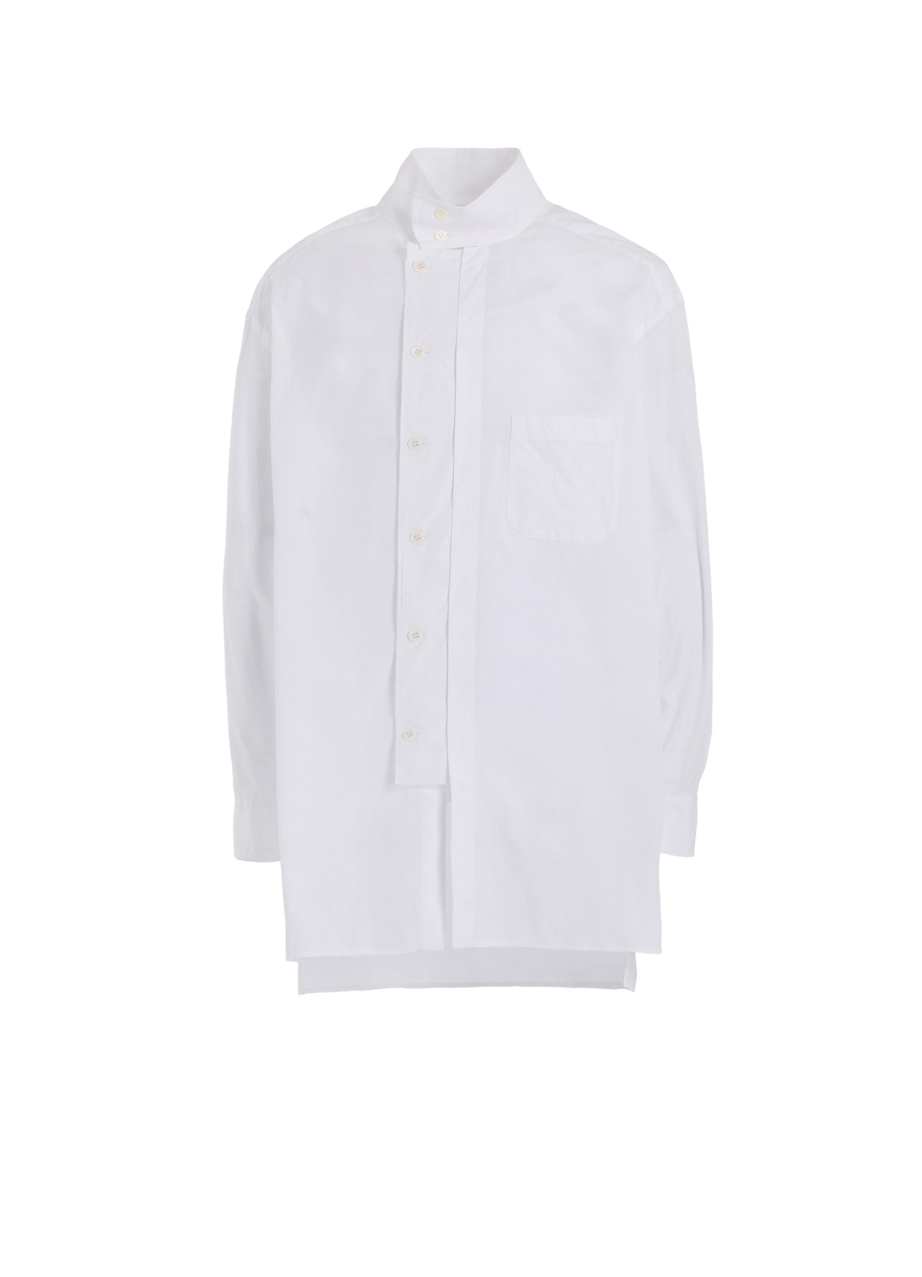 COTTON BROAD MULTI-BUTTONED SLEEVES STAND COLLAR SHIRT