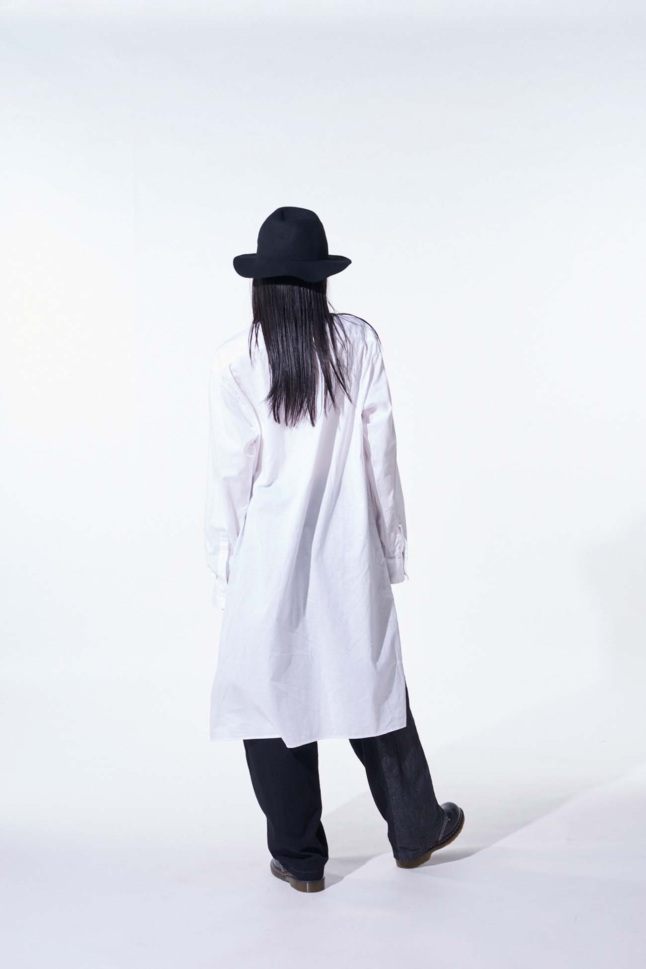 COTTON TWILL "BORO"APPLIQUE LONG SHIRT