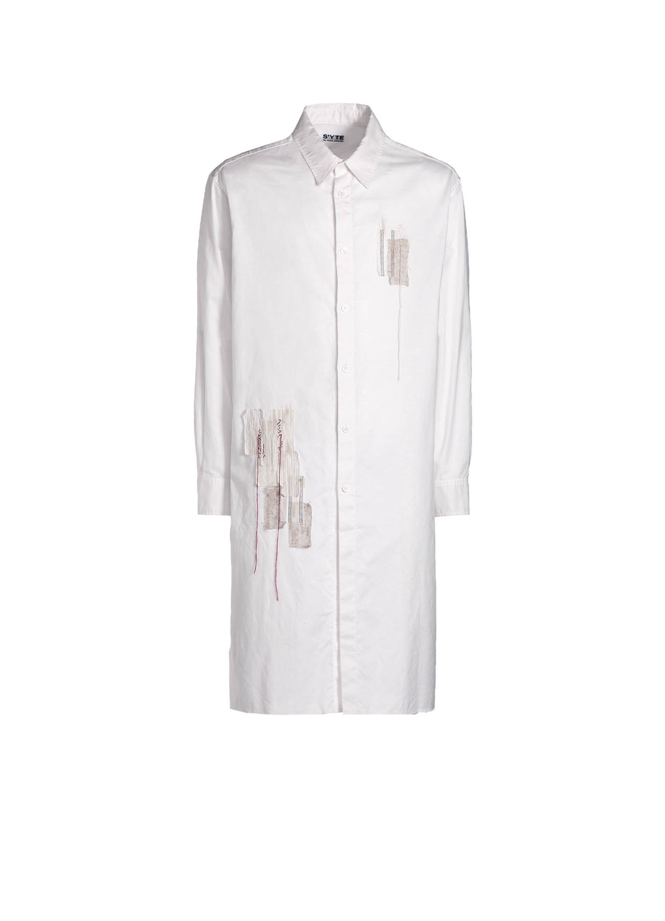 COTTON TWILL "BORO"APPLIQUE LONG SHIRT