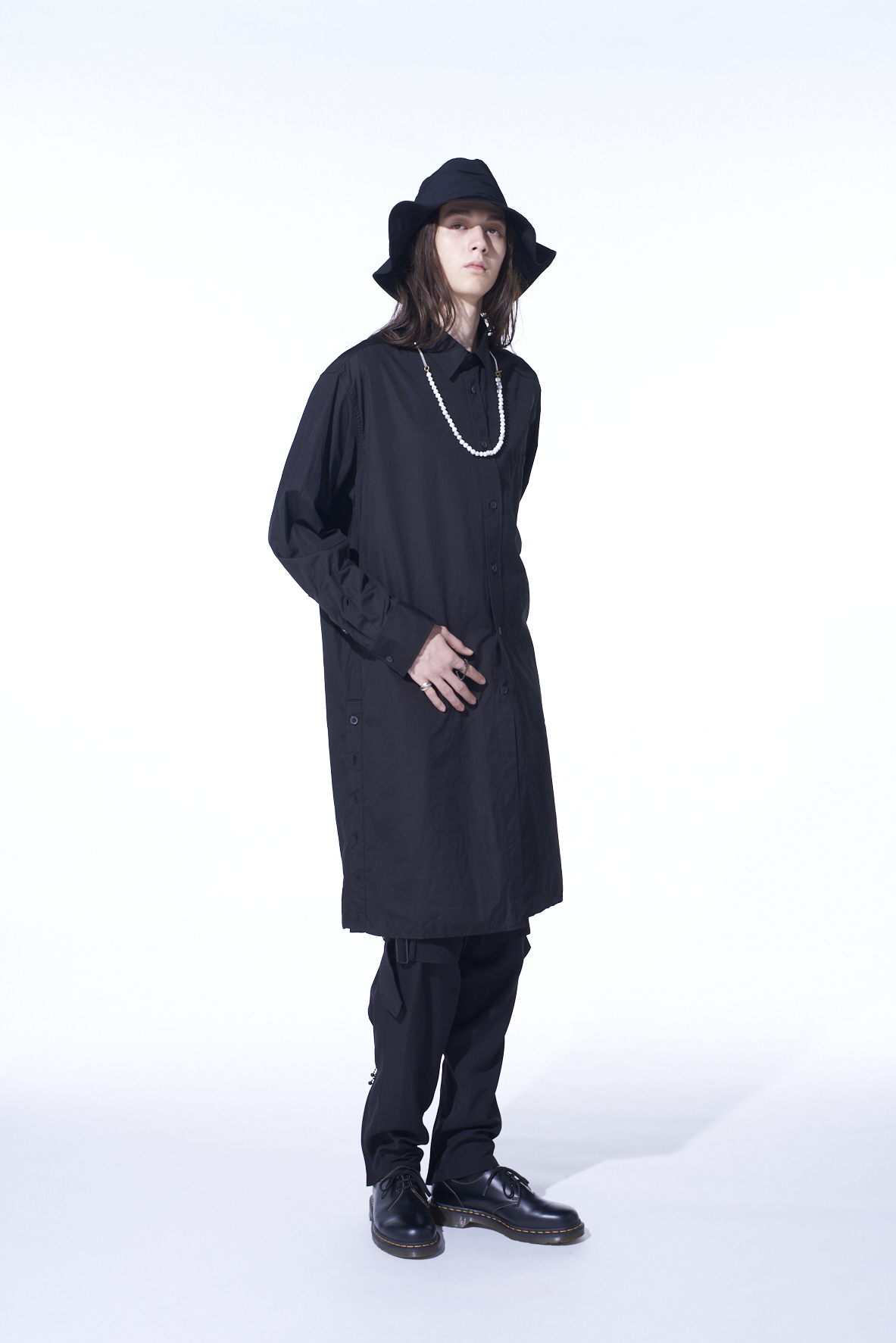 COTTON BROAD BUTTON SLITS LONG SHIRT