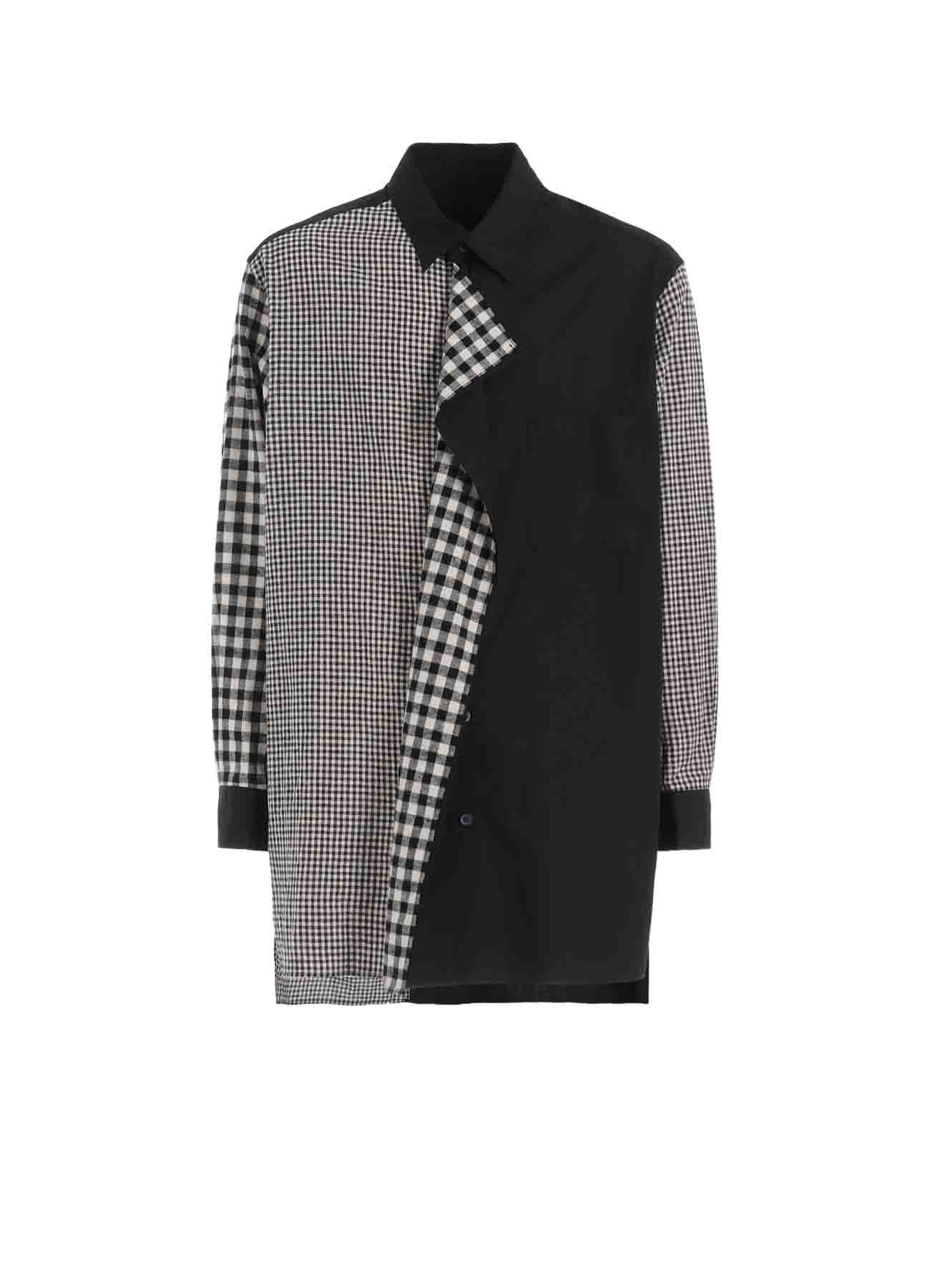 GINGHAM CHECK CONBINATION DRAPED SHIRT