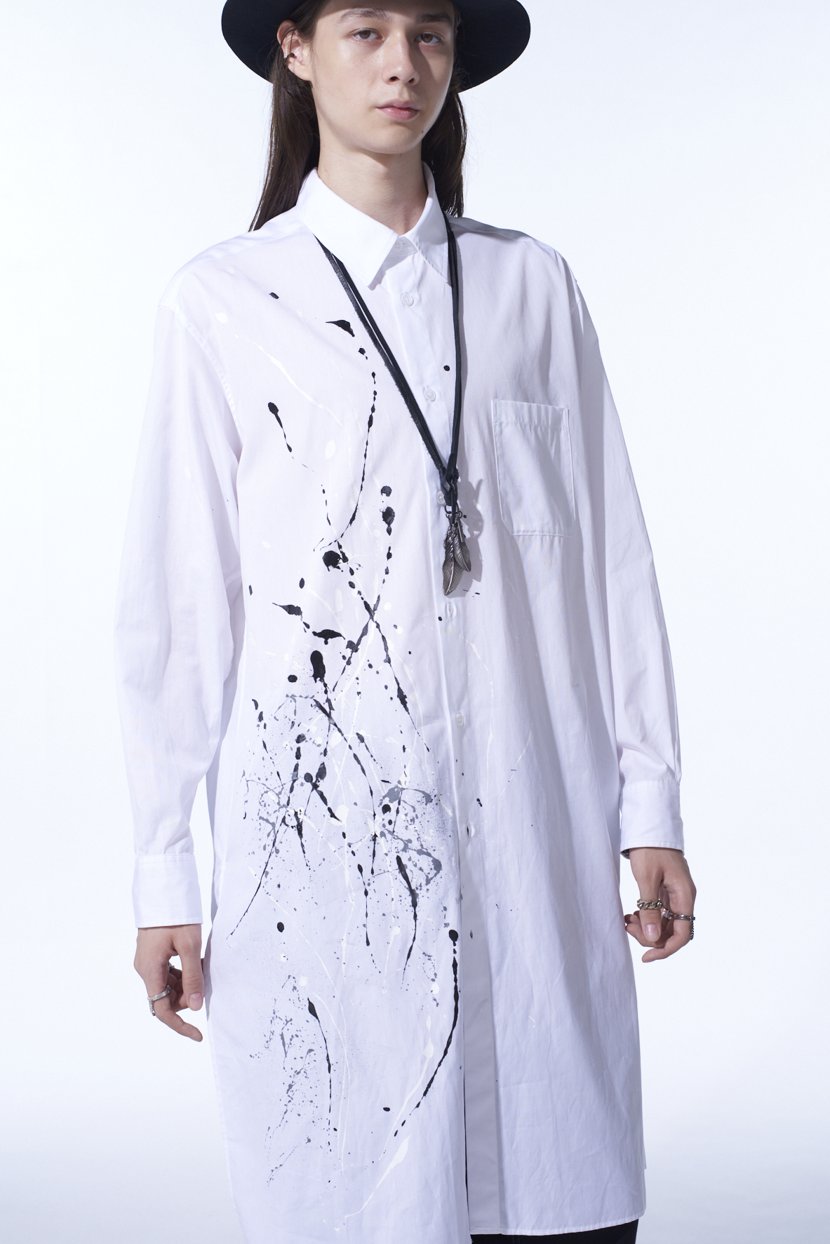 COTTON BROAD SPLASH PAINTED LONG SHIRT