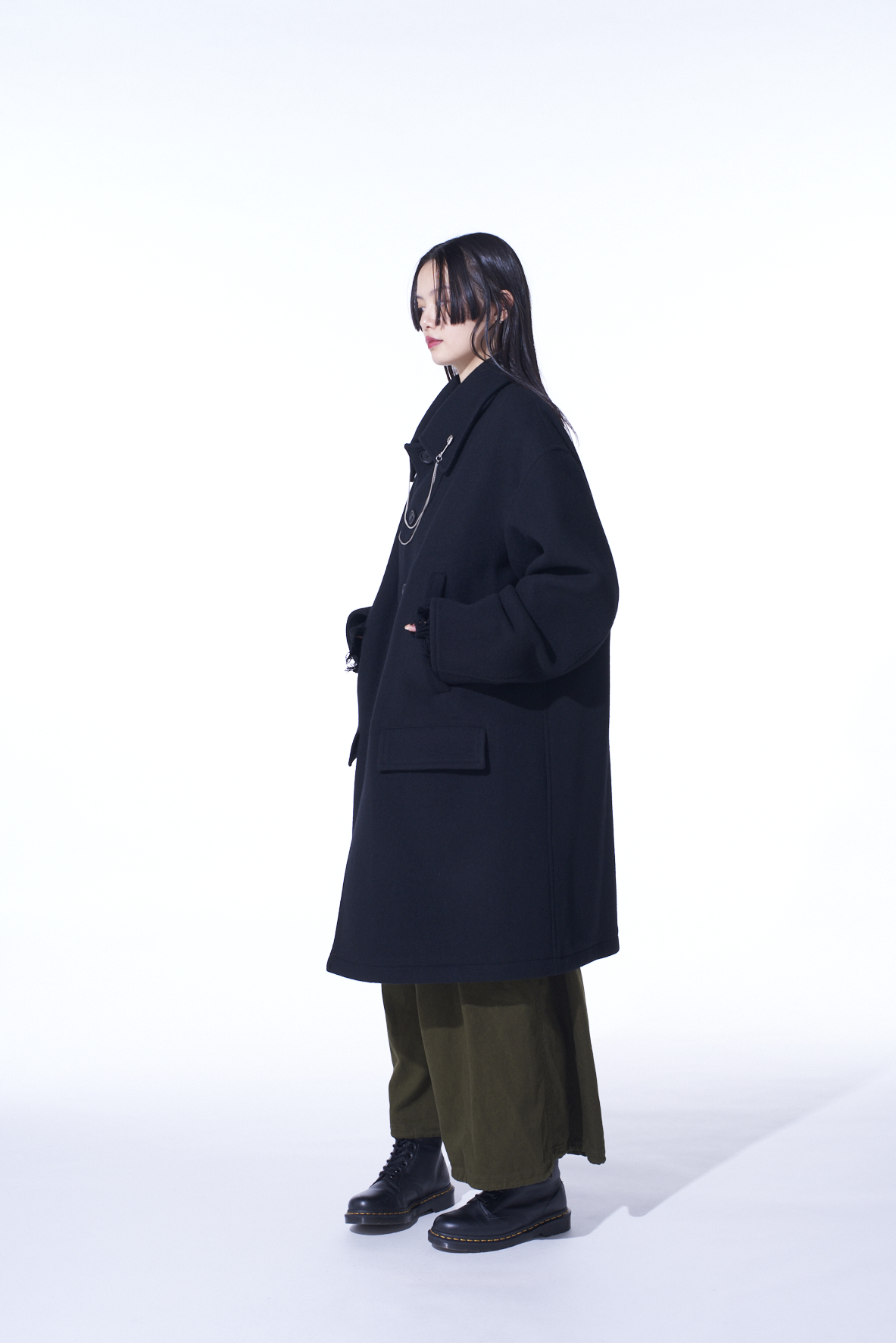 DOUBLE-WEAVE MELTON OVERSIZED SOUTIEN COLLAR COAT