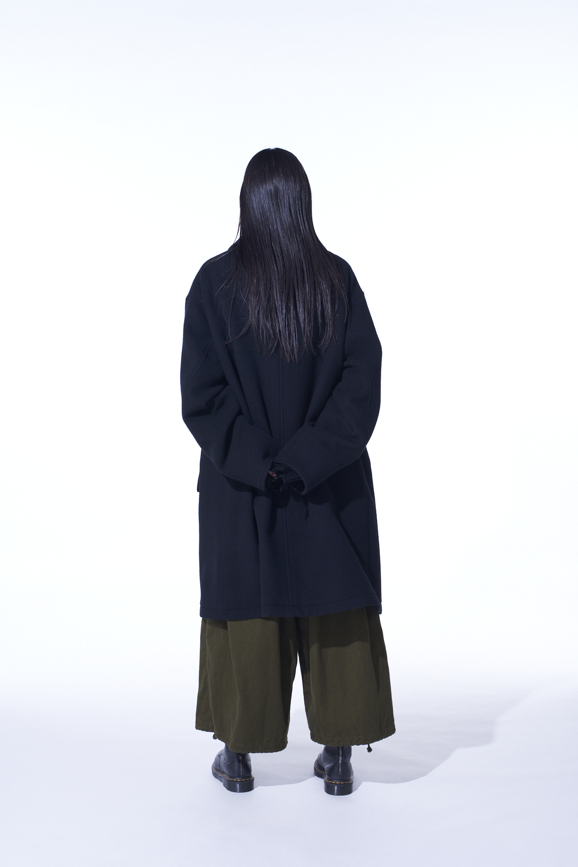 DOUBLE-WEAVE MELTON OVERSIZED SOUTIEN COLLAR COAT