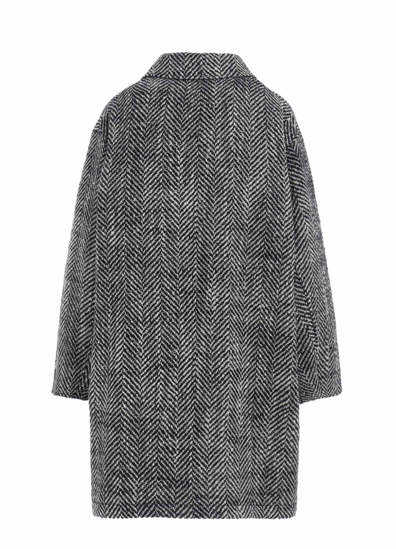 HERRINGBONE TWEED OVERSIZED SOUTIEN COLLAR COAT