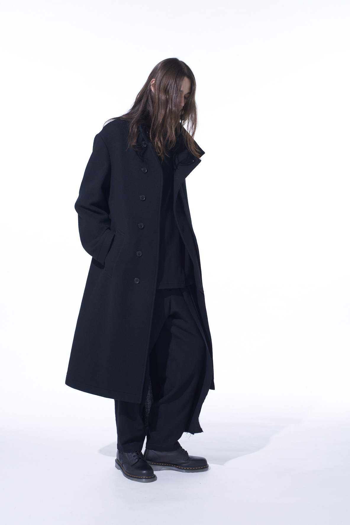 DOUBLE-WEAVE MELTON STAND COLLAR COAT