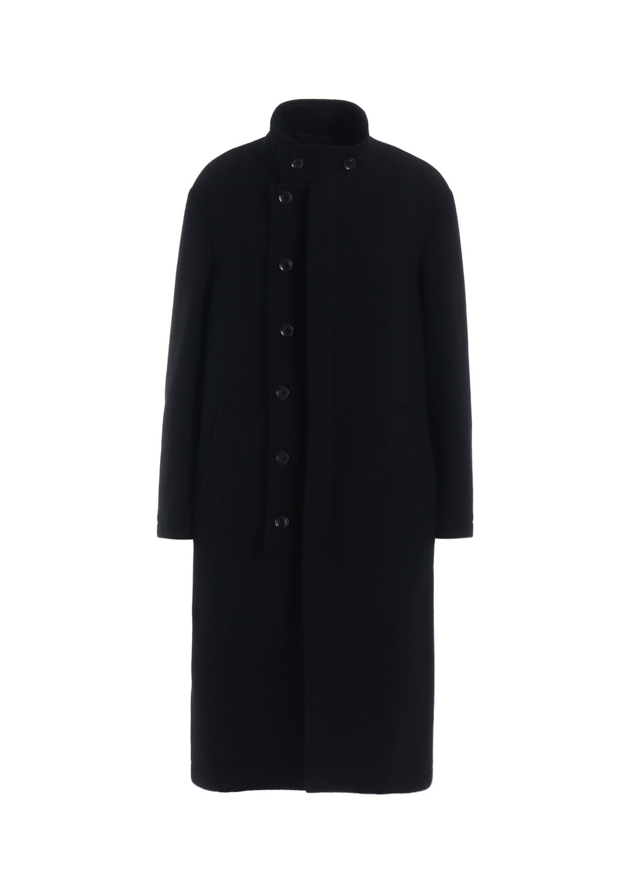 DOUBLE-WEAVE MELTON STAND COLLAR COAT