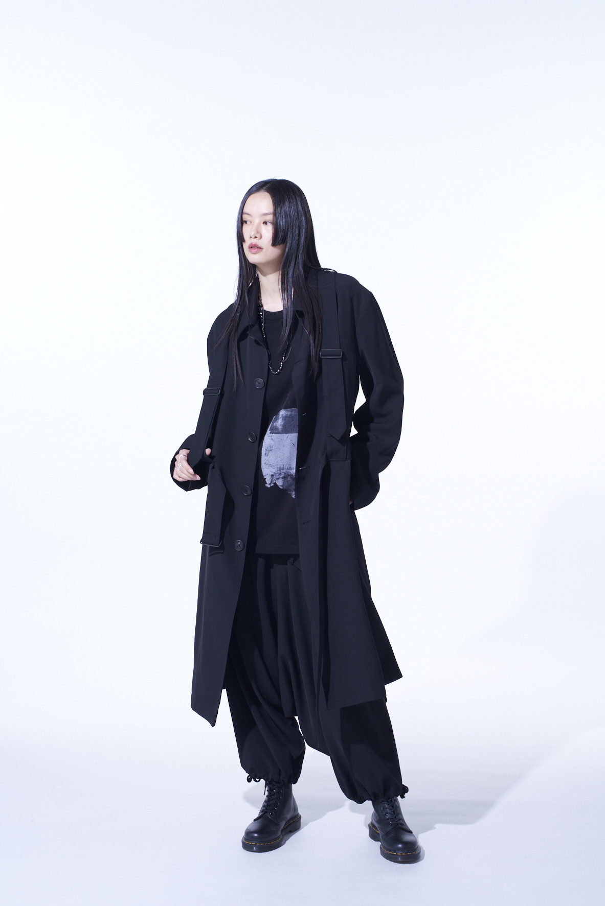 PE/GABARDINE BELTED BANDAGE COAT