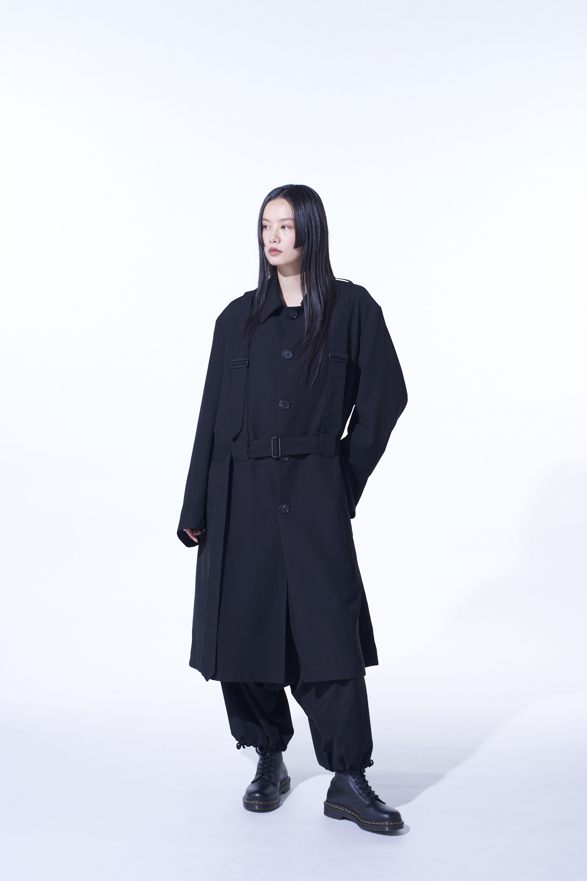 PE/GABARDINE BELTED BANDAGE COAT