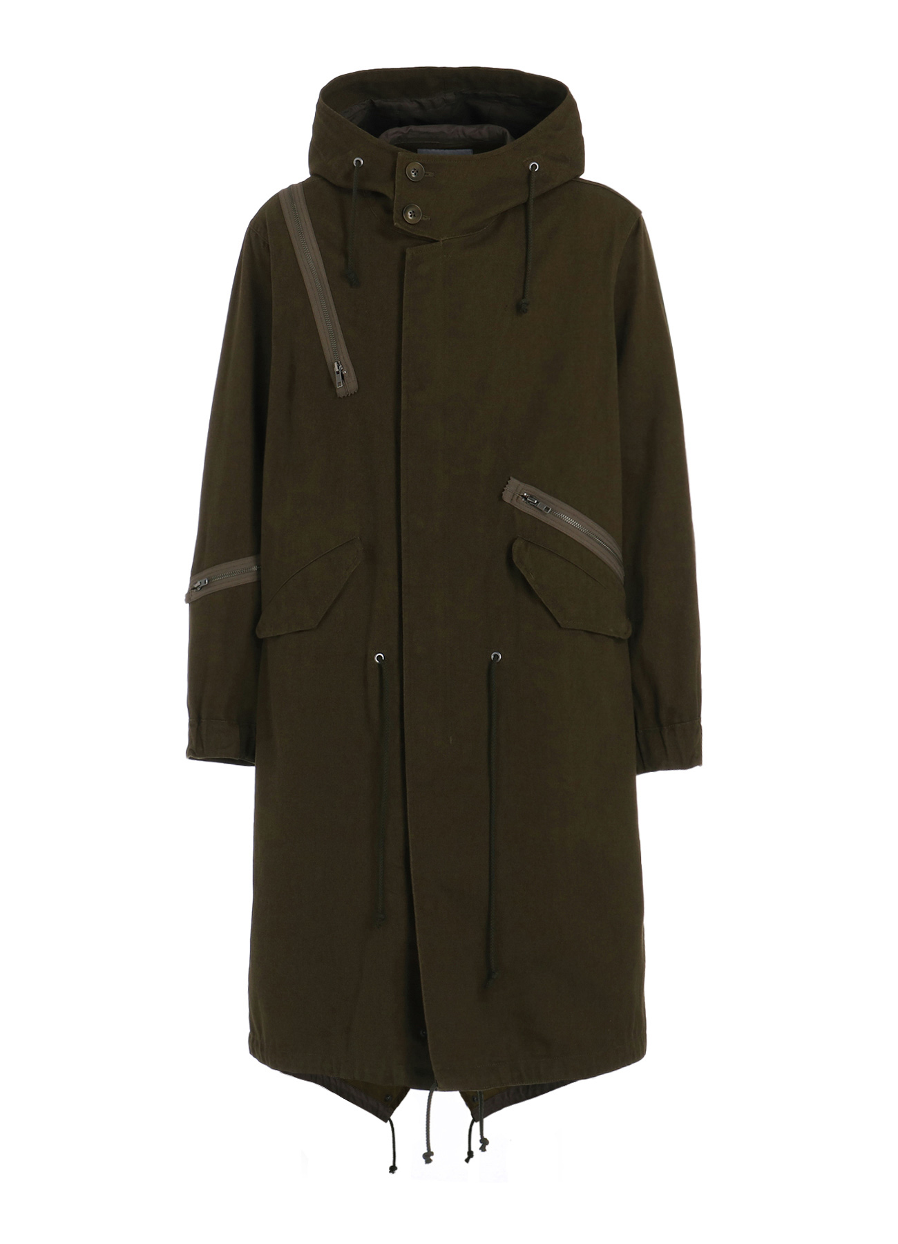 COTTON DRILL ZIPPER MODS COAT