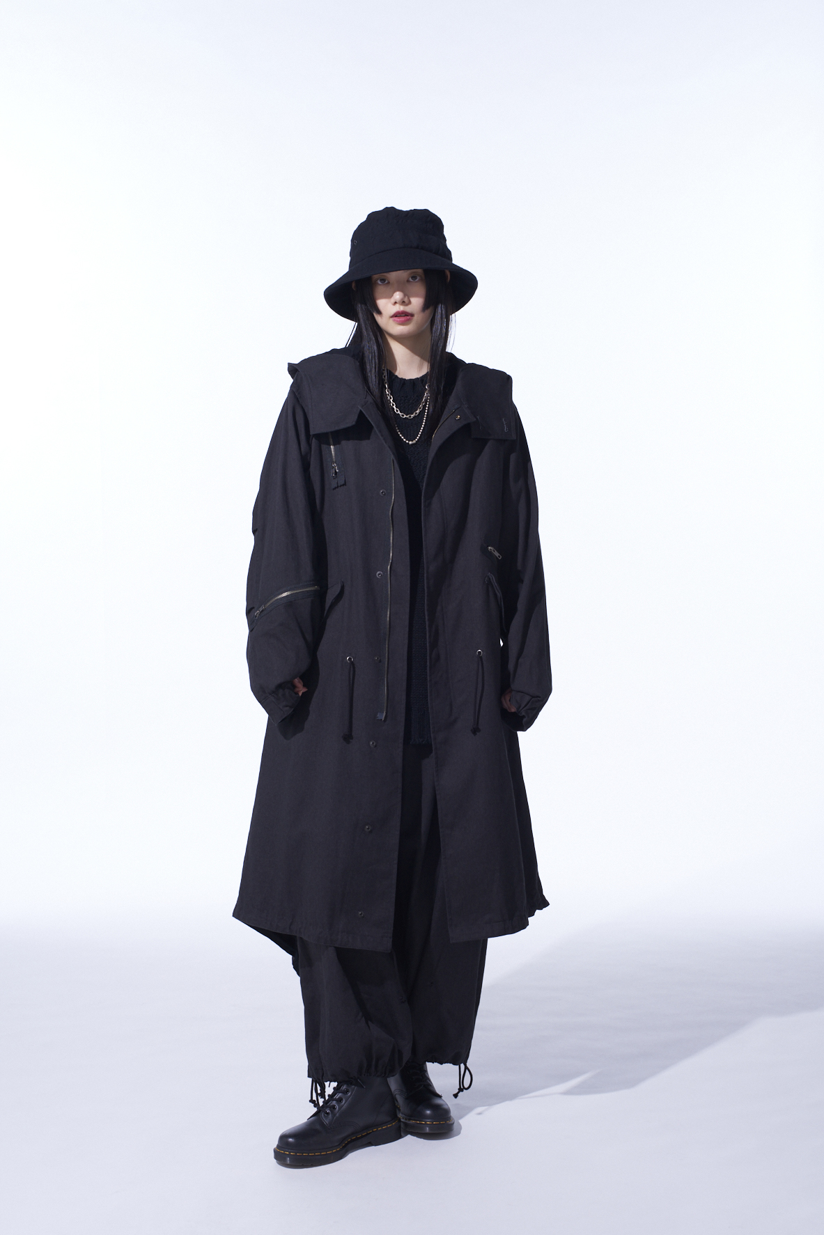 COTTON DRILL ZIPPER MODS COAT