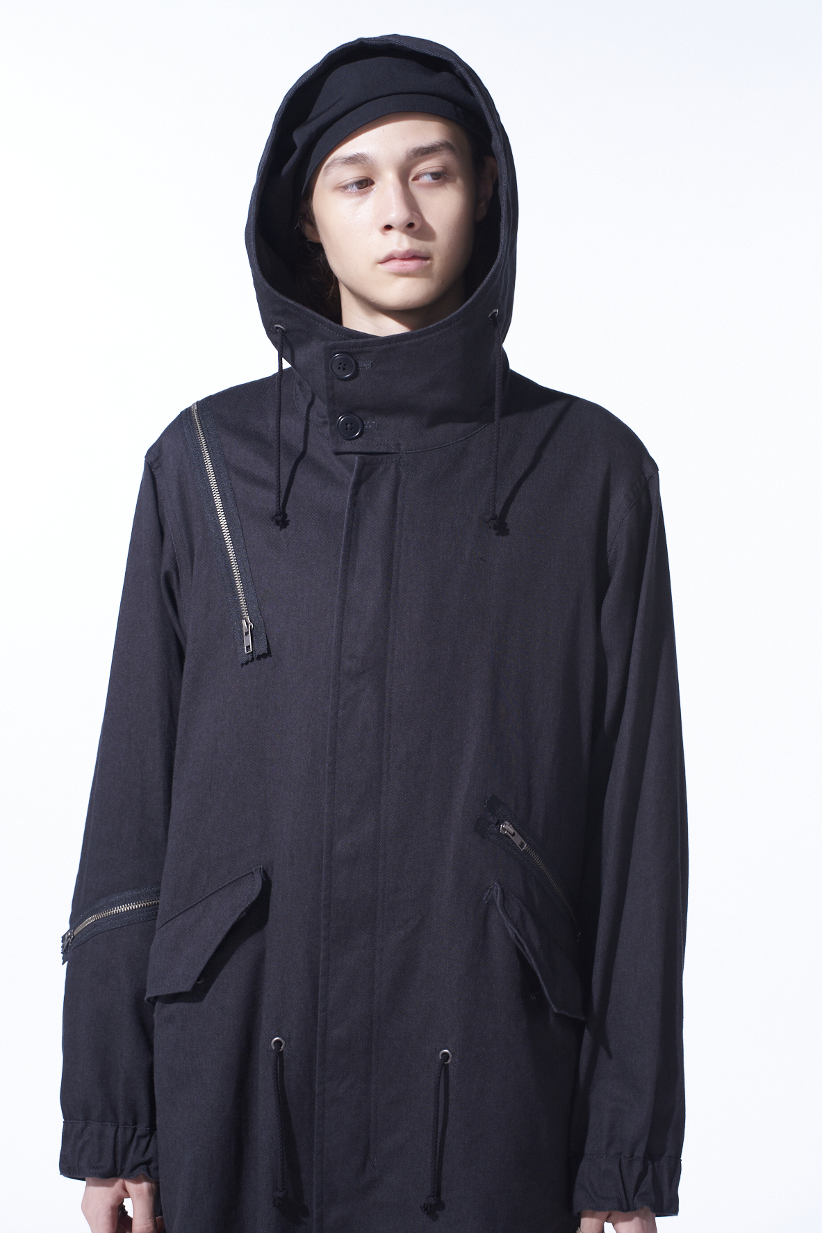 COTTON DRILL ZIPPER MODS COAT