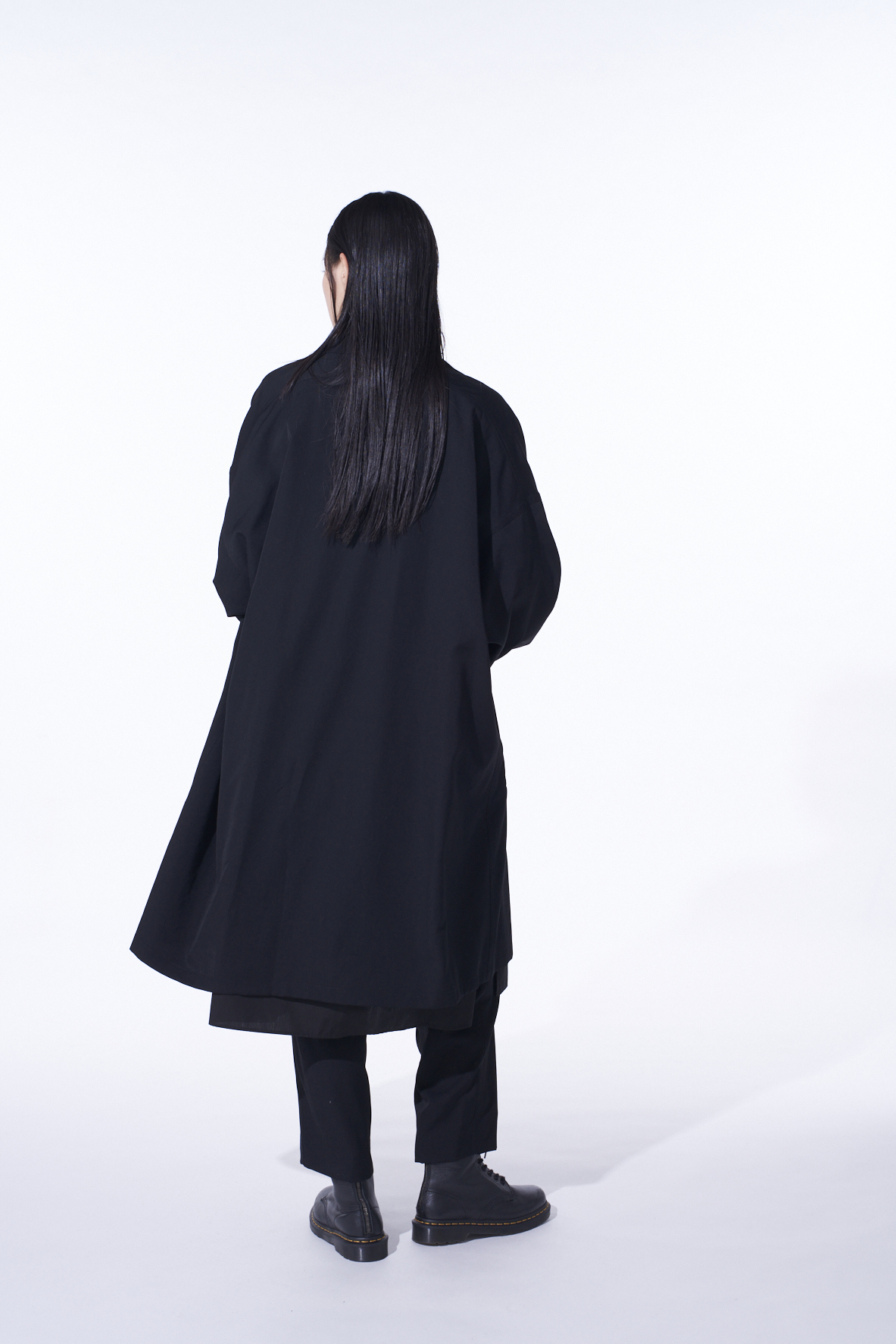 WASHER WOOL GABARDINE FLAME DOUBLE DRAPE COAT