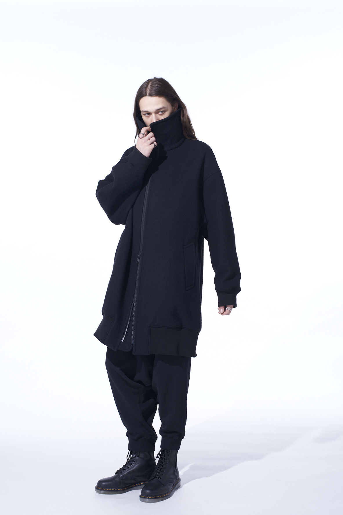 DOUBLE-WEAVE MELTON OVERSIZED LONG TRUCK TOP