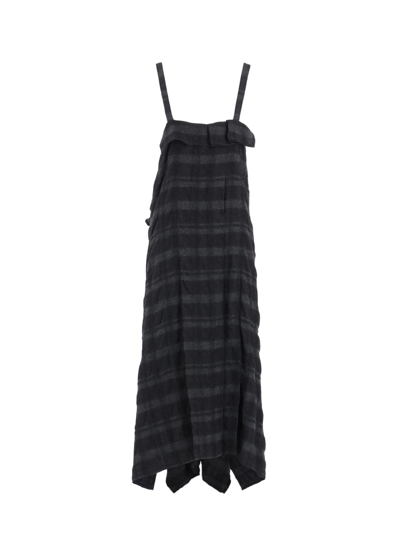 FULLING FINISHED SHADOW CHECK PLEATED SHOULDER STRAP DRESS