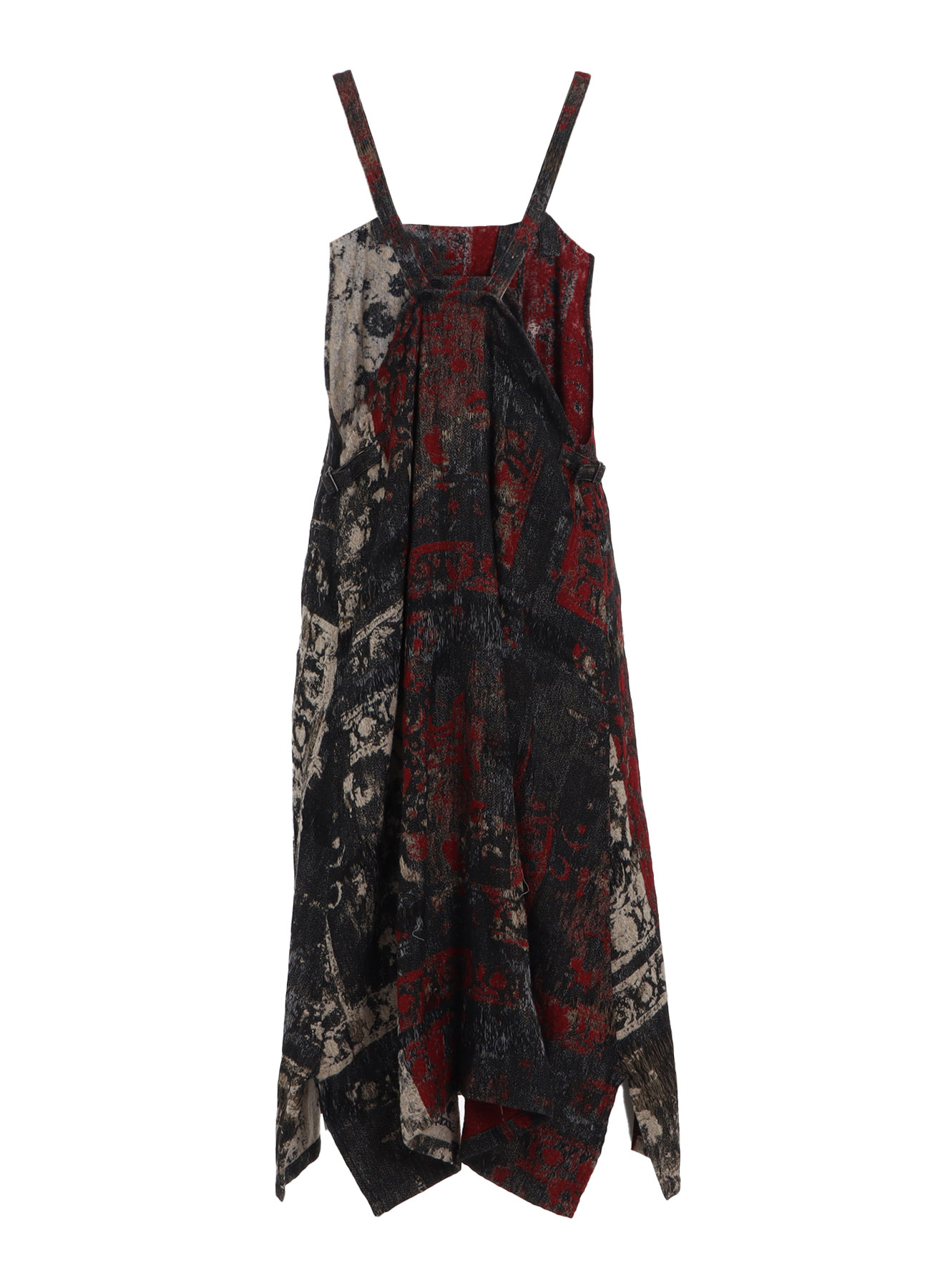 FLORAL JACQUARD PLEATED SHOULDER STRAP DRESS