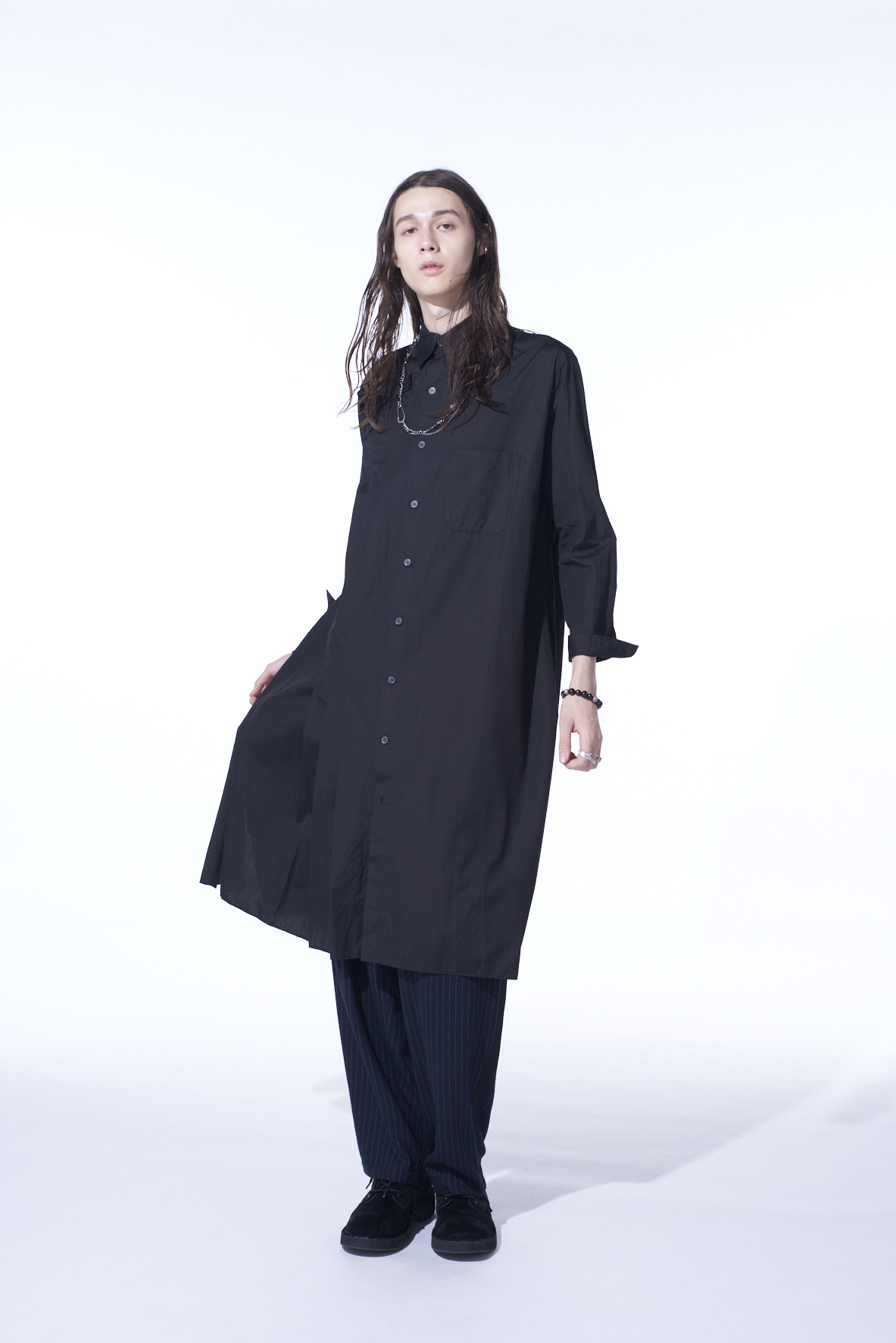 COTTON BROAD PLEATED SHIRT DRESS