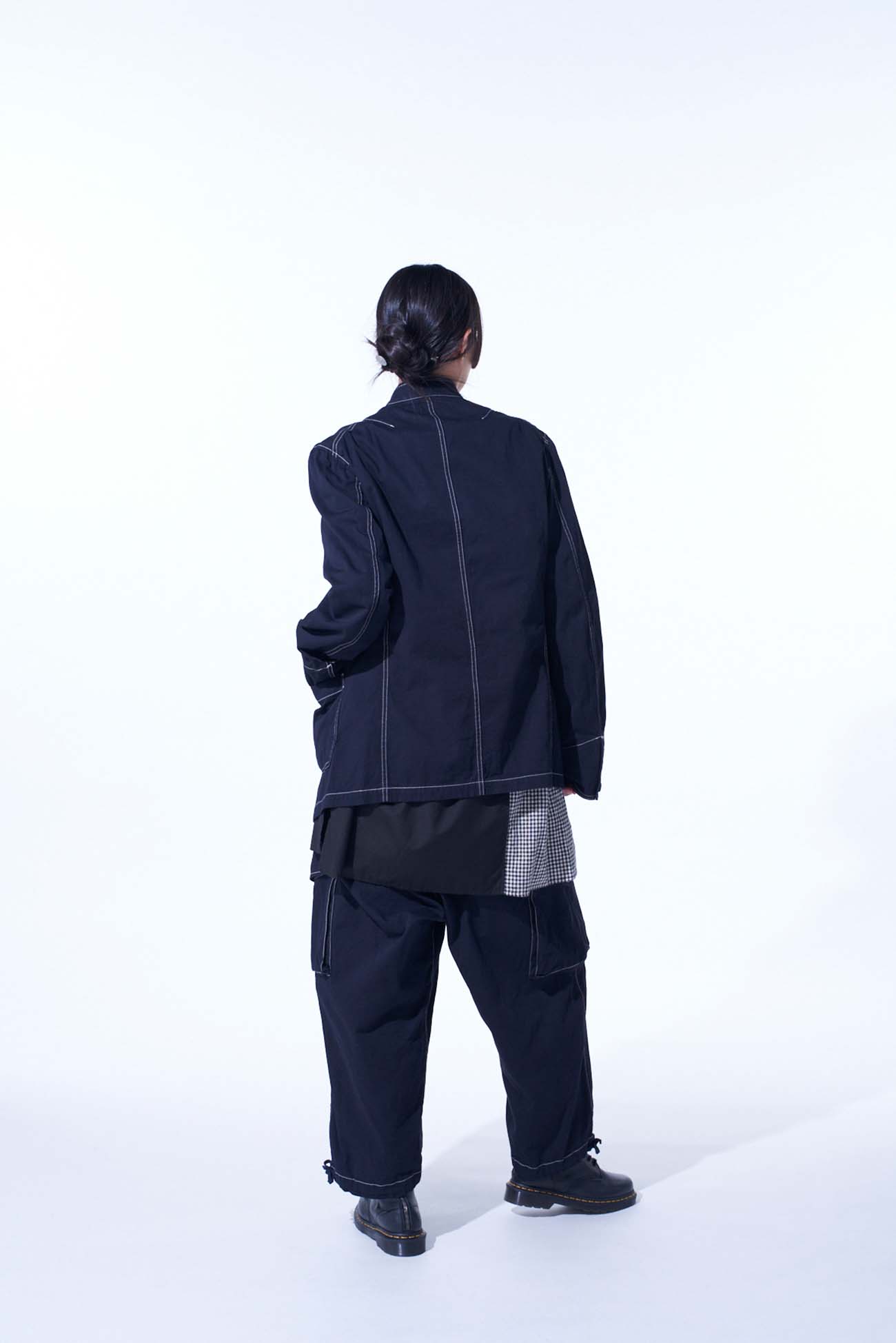 COTTON TWILL GARMENT DYED STAND COLLAR JACKET