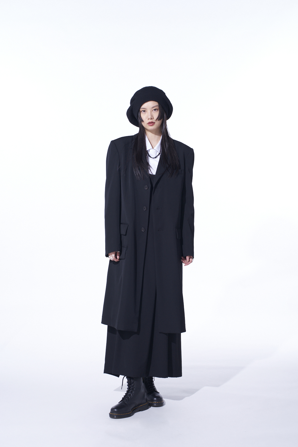 WASHER WOOL GABARDINE SLIM LONG JACKET