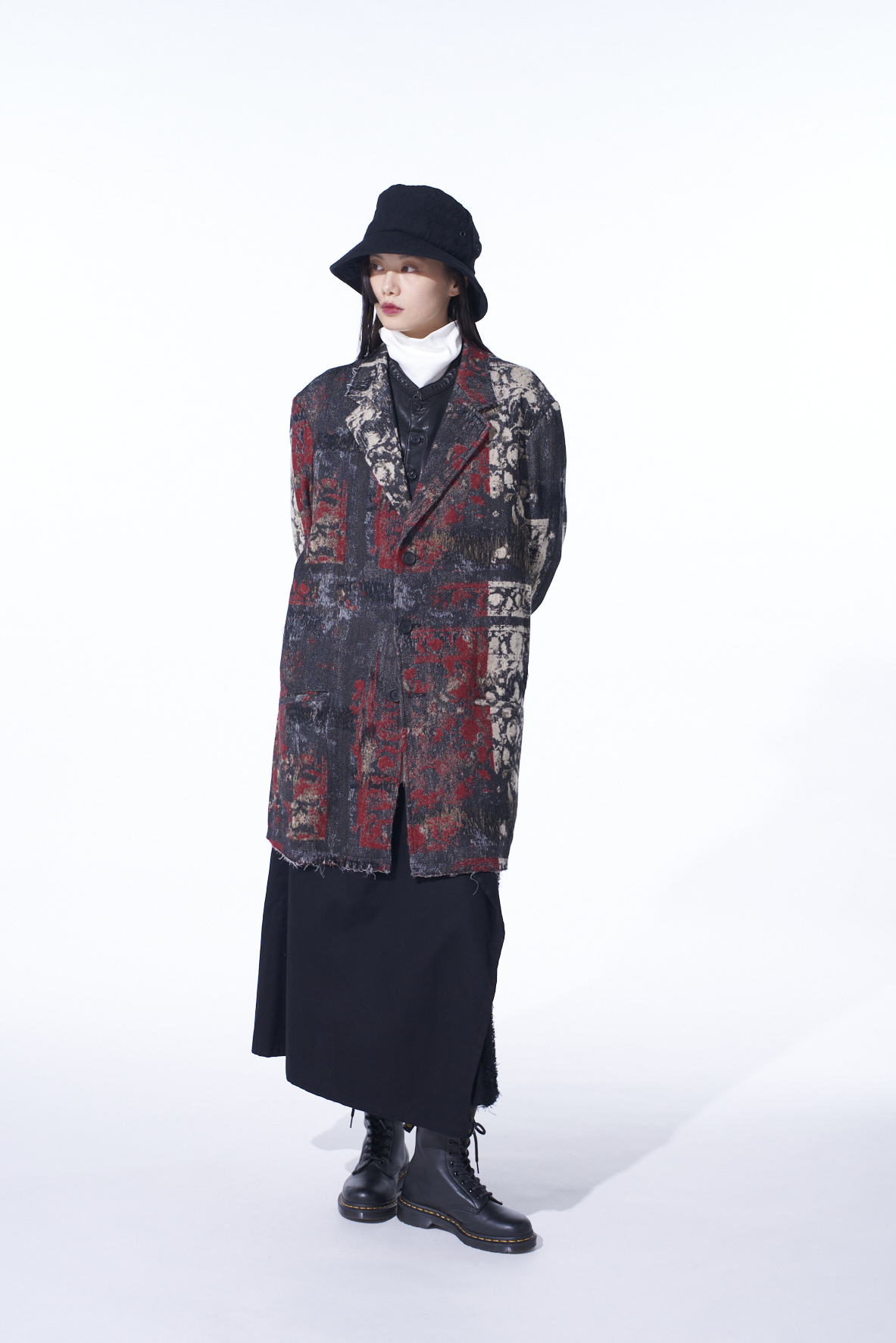 FLORAL JACQUARD LONG JACKET