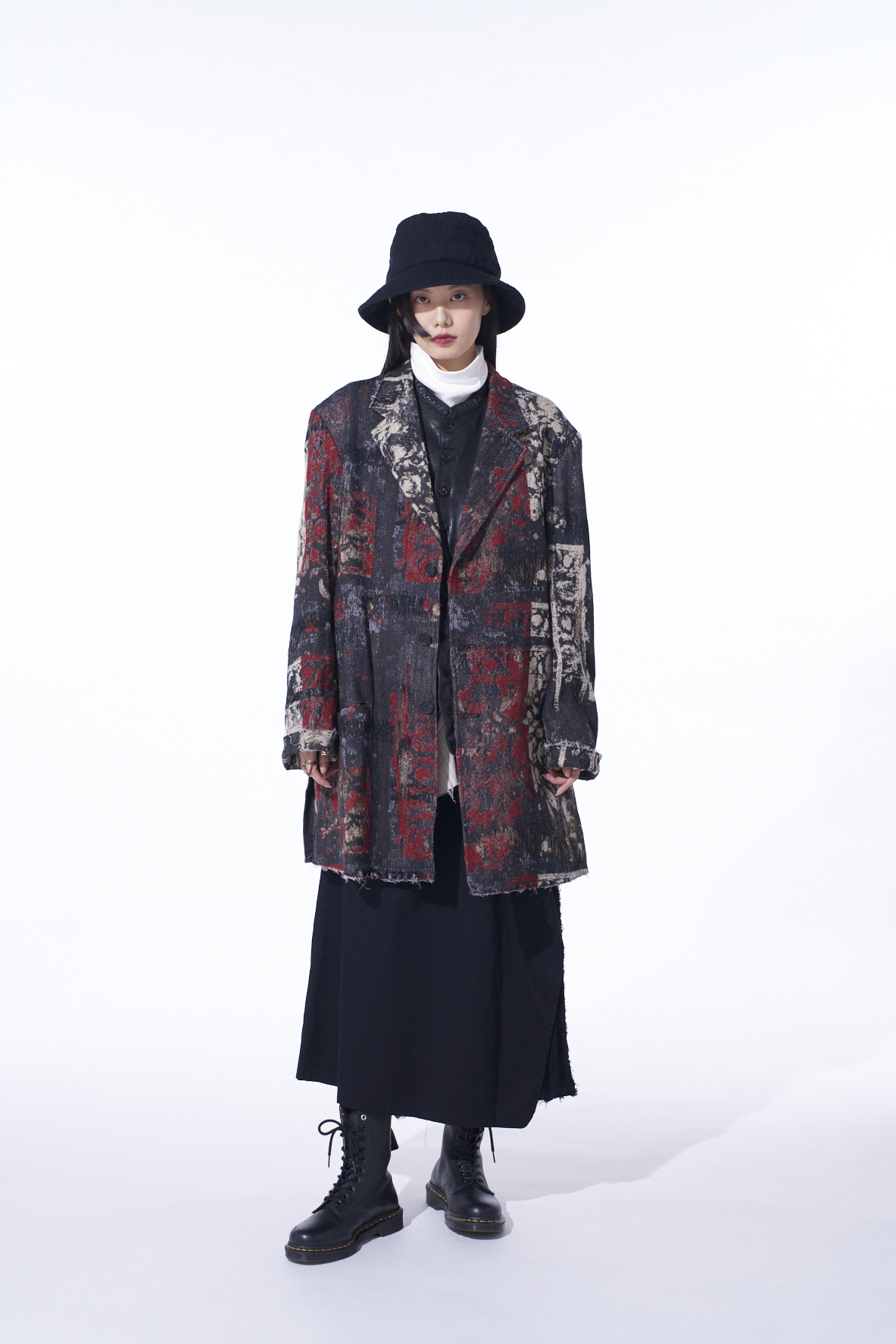 FLORAL JACQUARD LONG JACKET