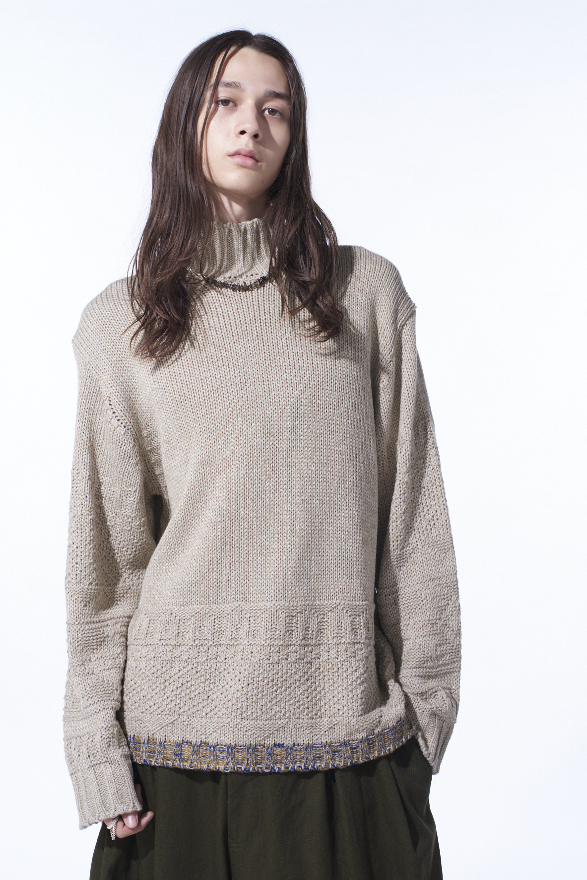 BULKY WOOL LYNX HIGH NECK KNIT