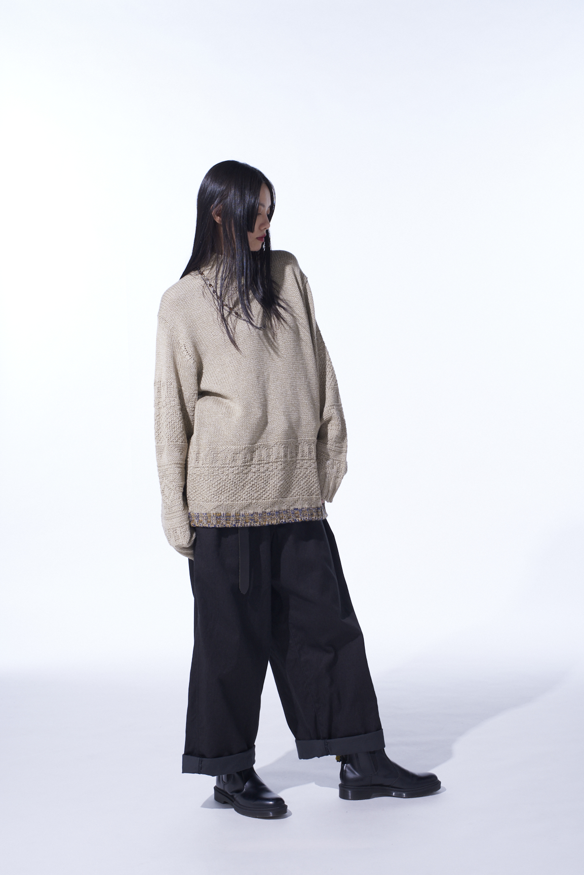 BULKY WOOL LYNX HIGH NECK KNIT