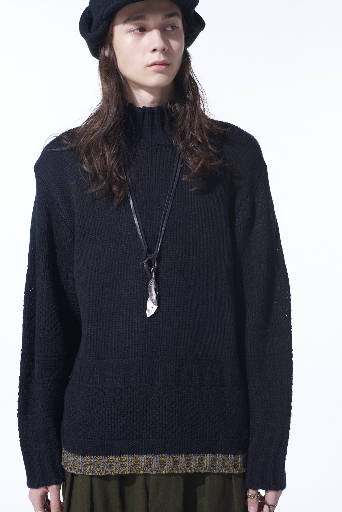 BULKY WOOL LYNX HIGH NECK KNIT