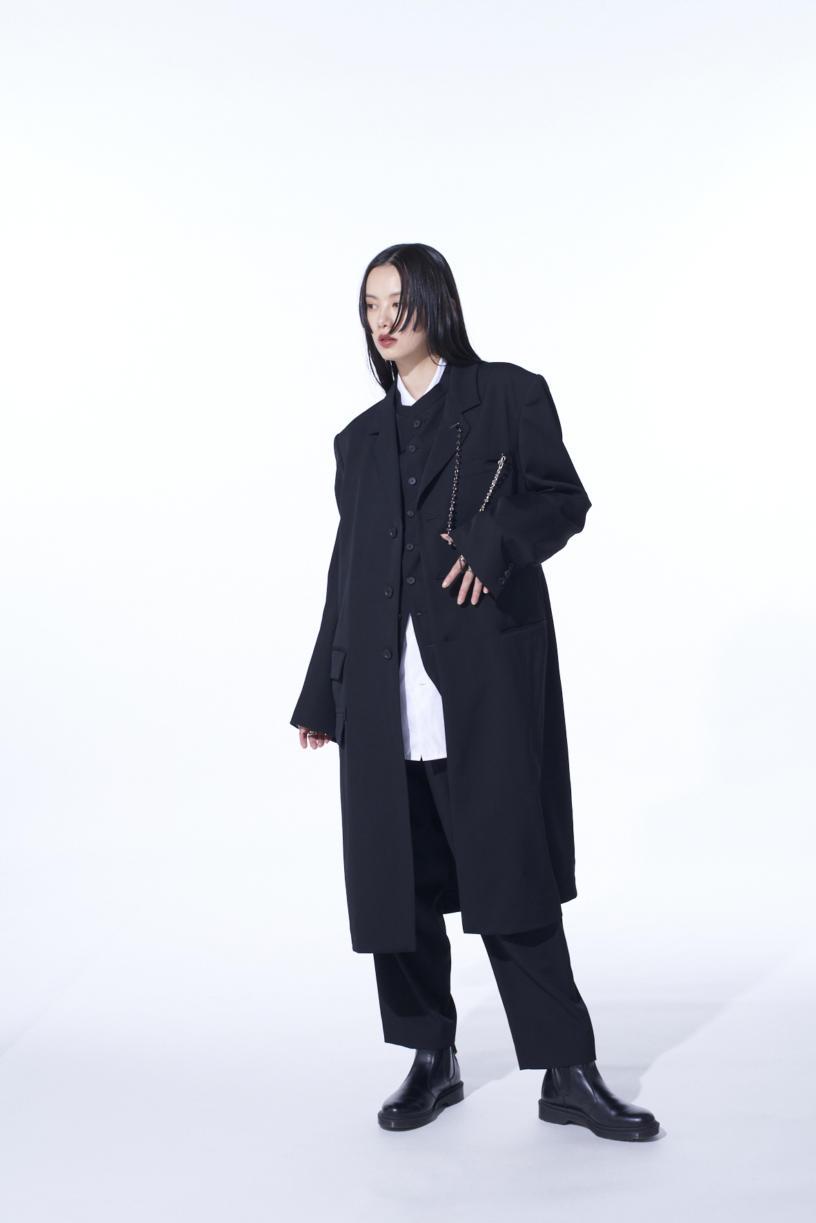 WASHER WOOL GABARDINE 2-TUCK WIDE PANT