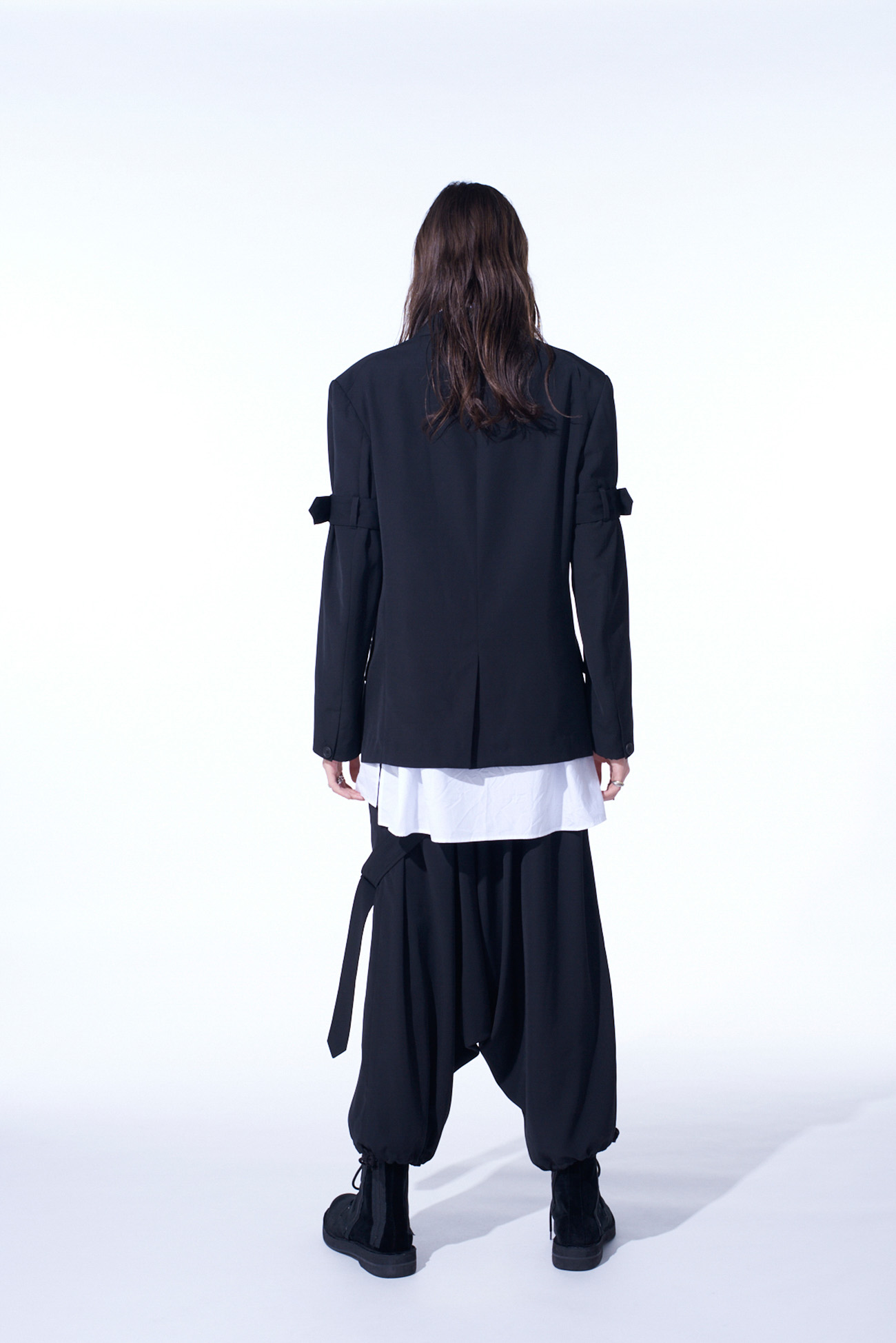 PE/GABARDINE BELTED BALLOON SAROUEL PANTS