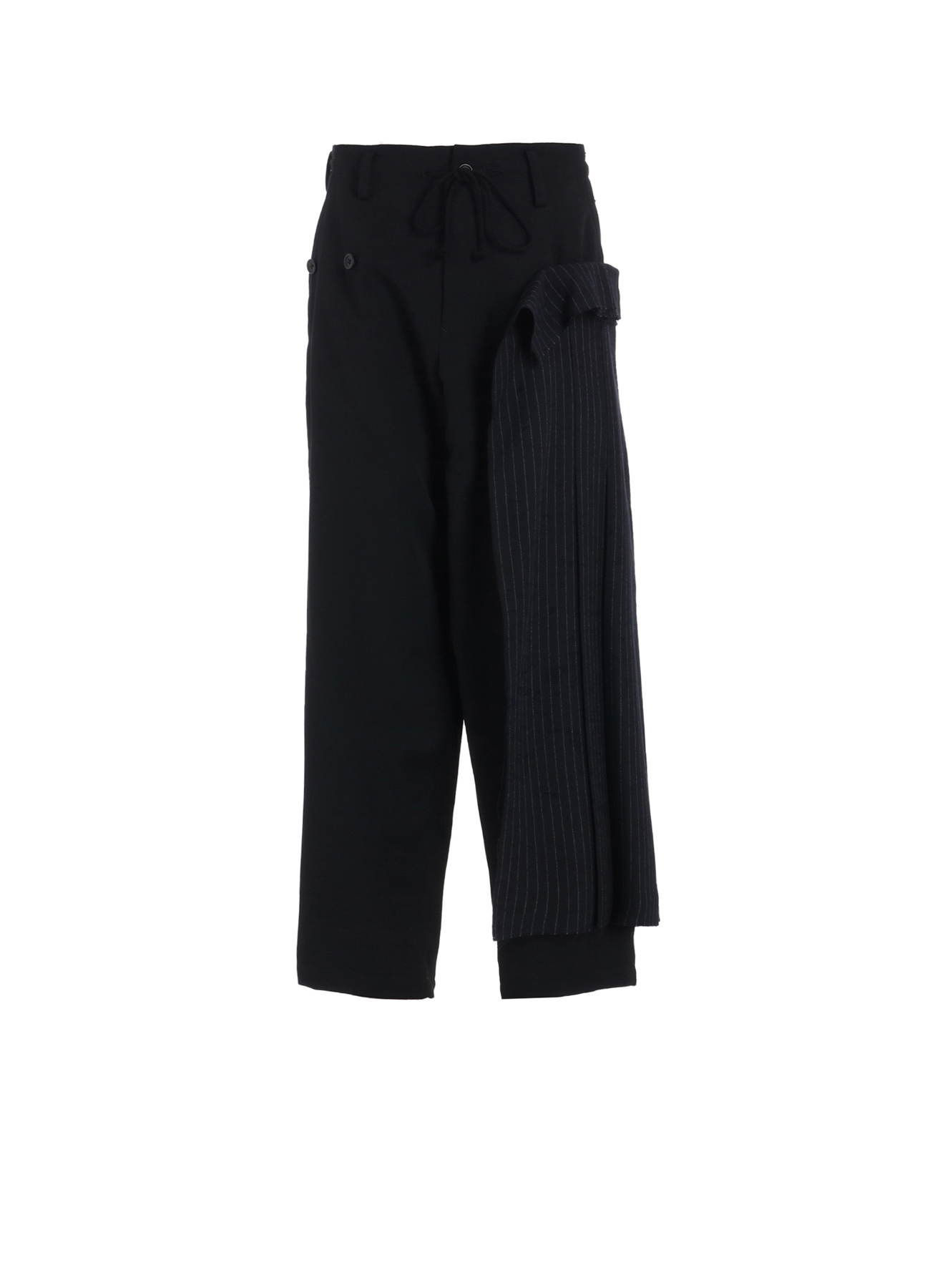 WASHER WOOL GABARDINE PLEATED WRAP PANTS