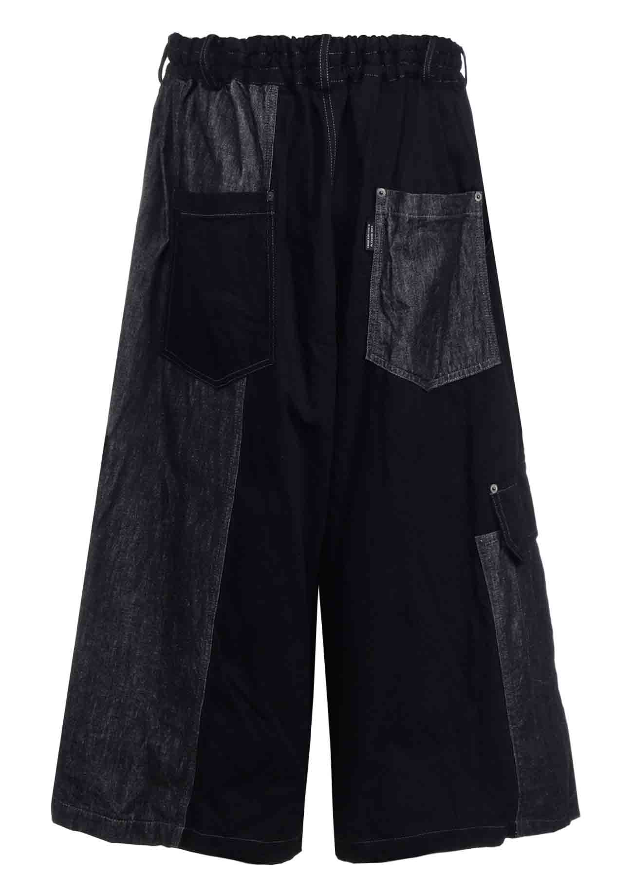 7OZ DENIM CRAZY PATCHWORK CULOTTE PANTS