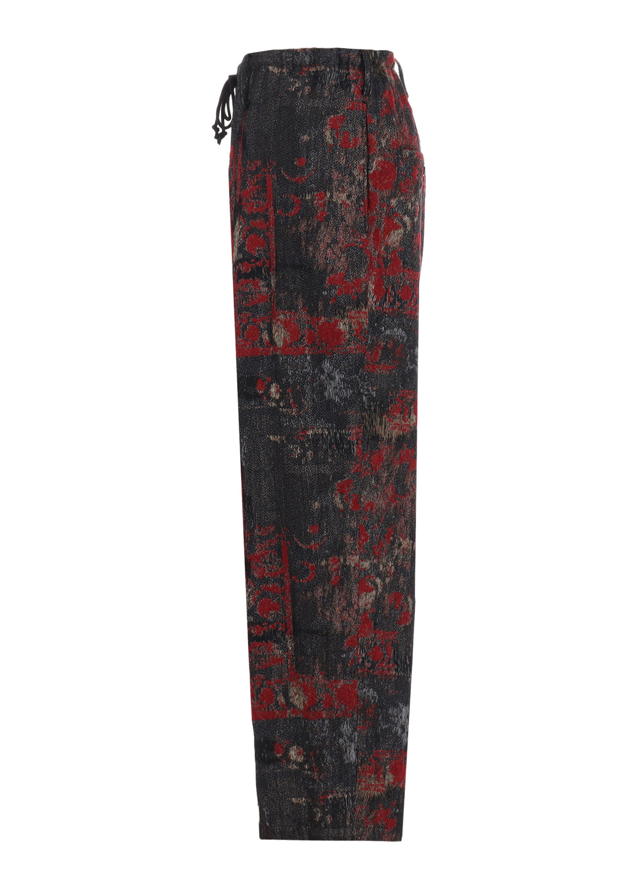 FLORAL JACQUARD DRAWSTRING WIDE PANTS