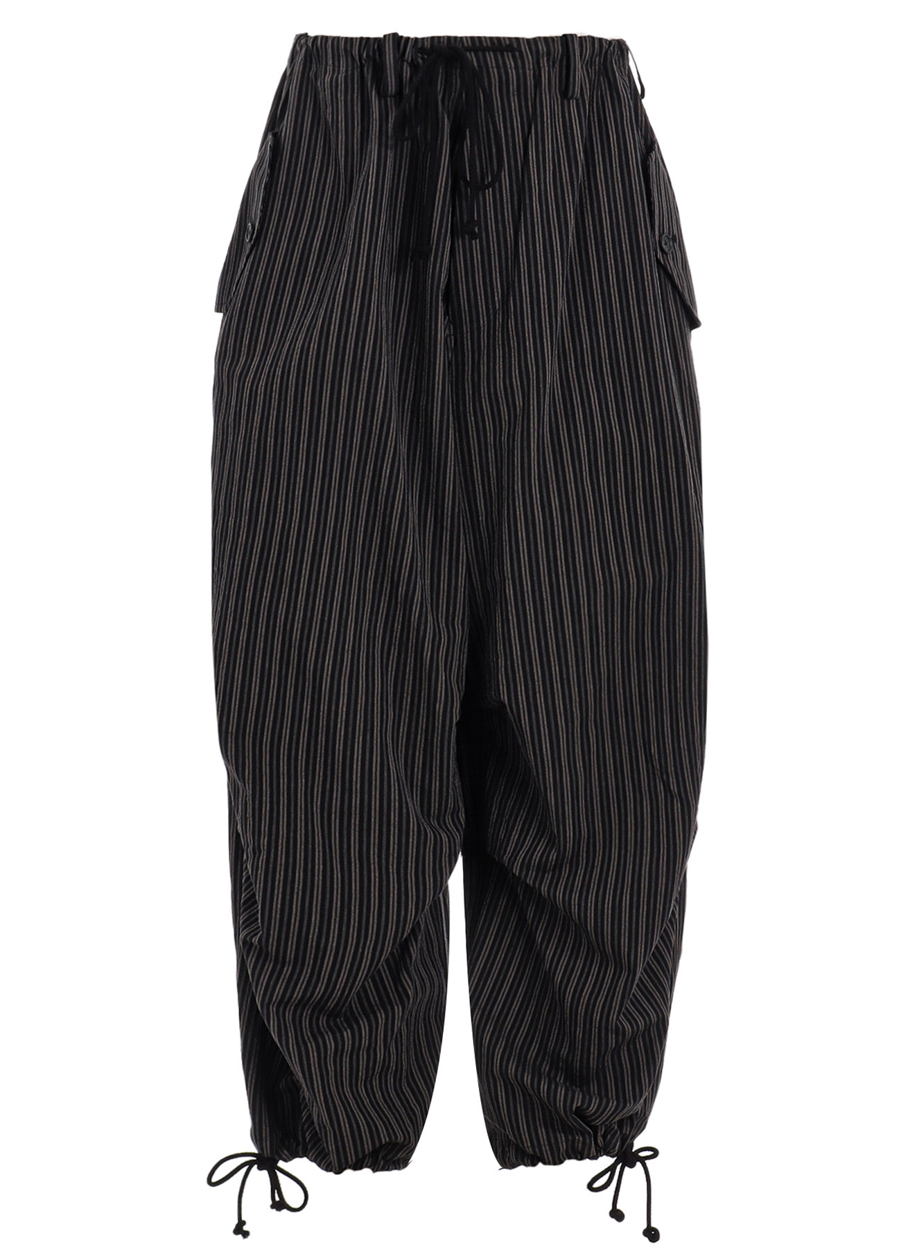 OVERDYED STRIPES KNEE TUCK WIDE PANTS