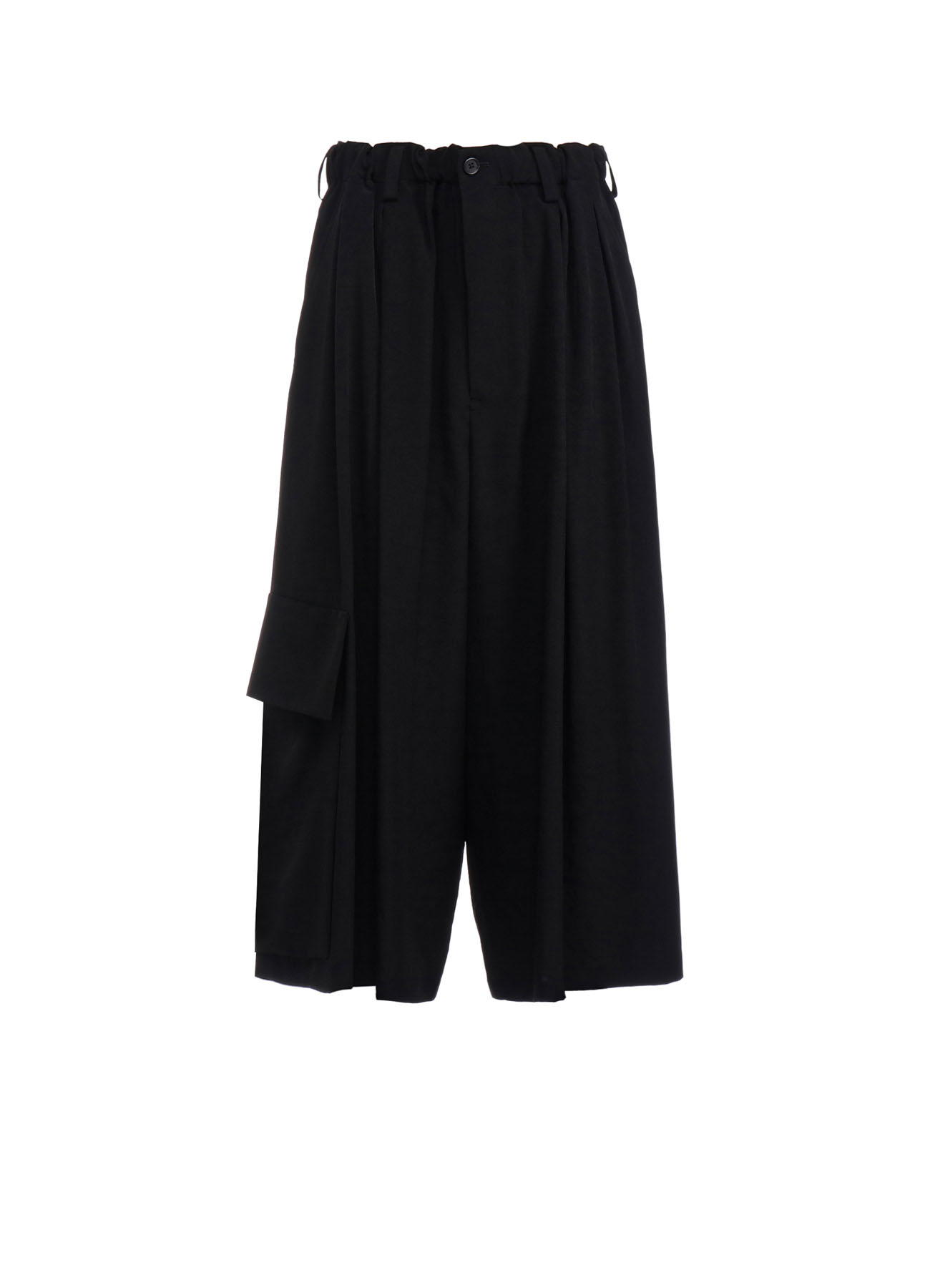 CREPE de CHINE CROPPED WIDE PANTS WITH GUSSETED FLAP POCKET