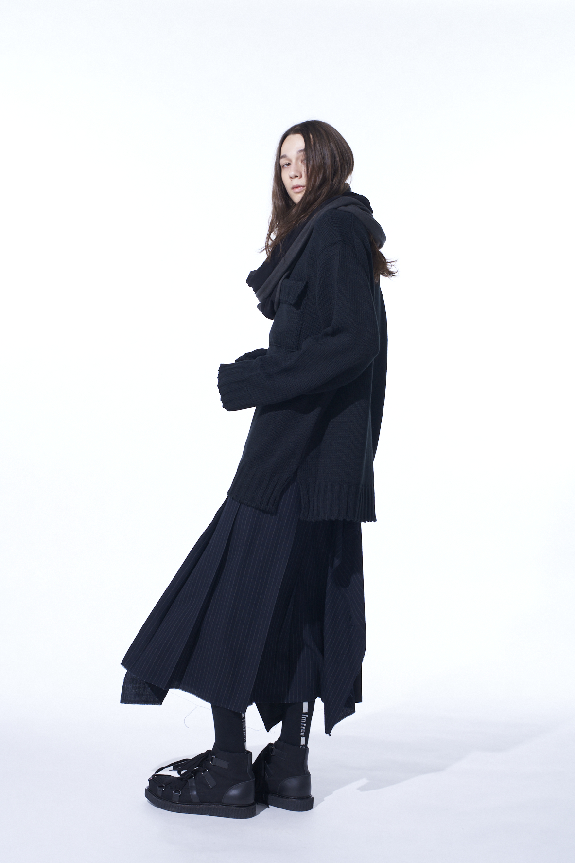 WASHER WOOL GABARDINE PLEATED SKIRT