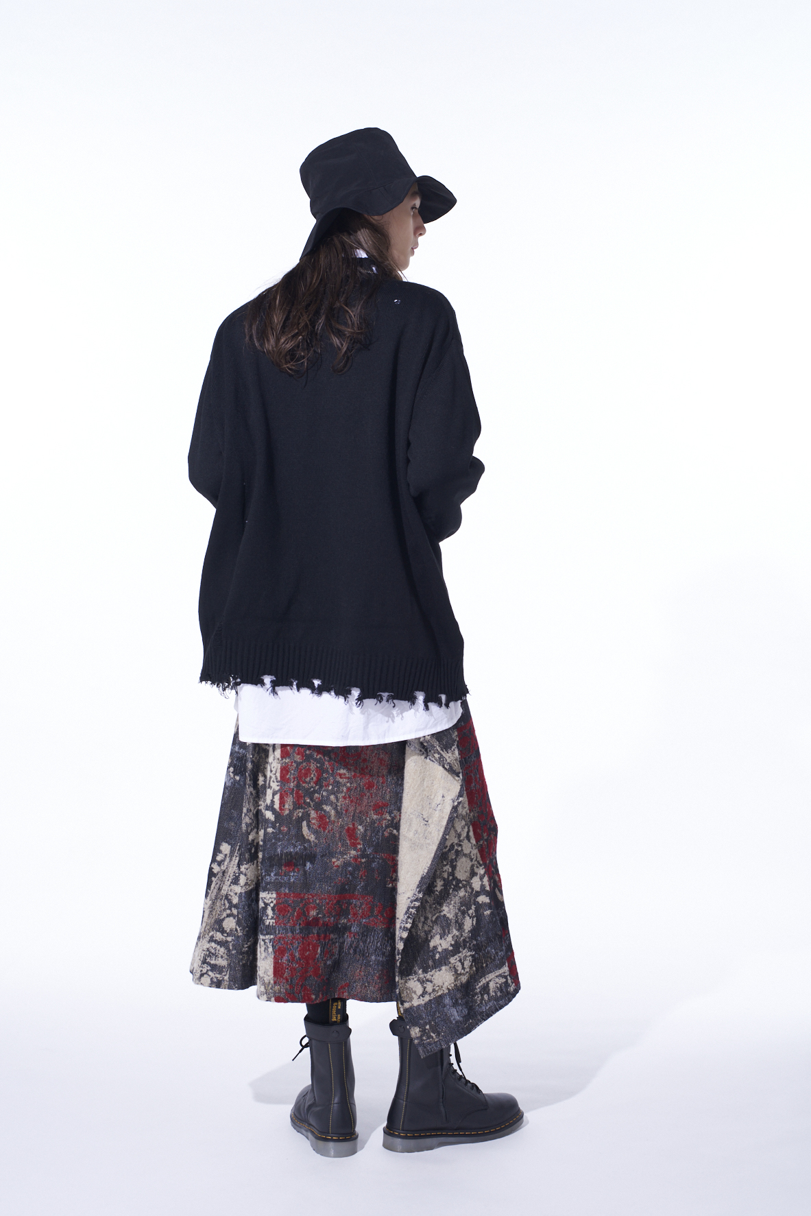 FLORAL JACQUARD WRAP FLARE SKIRT