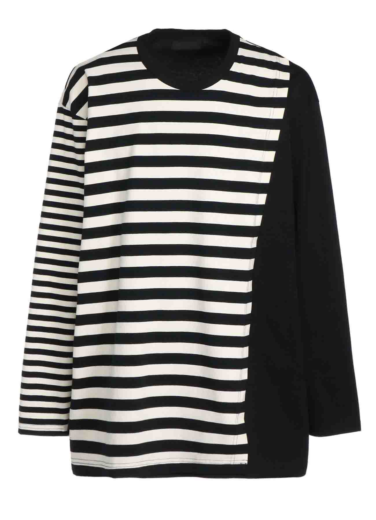 COTTON JERSEY FUSED STRIPE LAYERED LONG-SLEEVED T-SHIRT