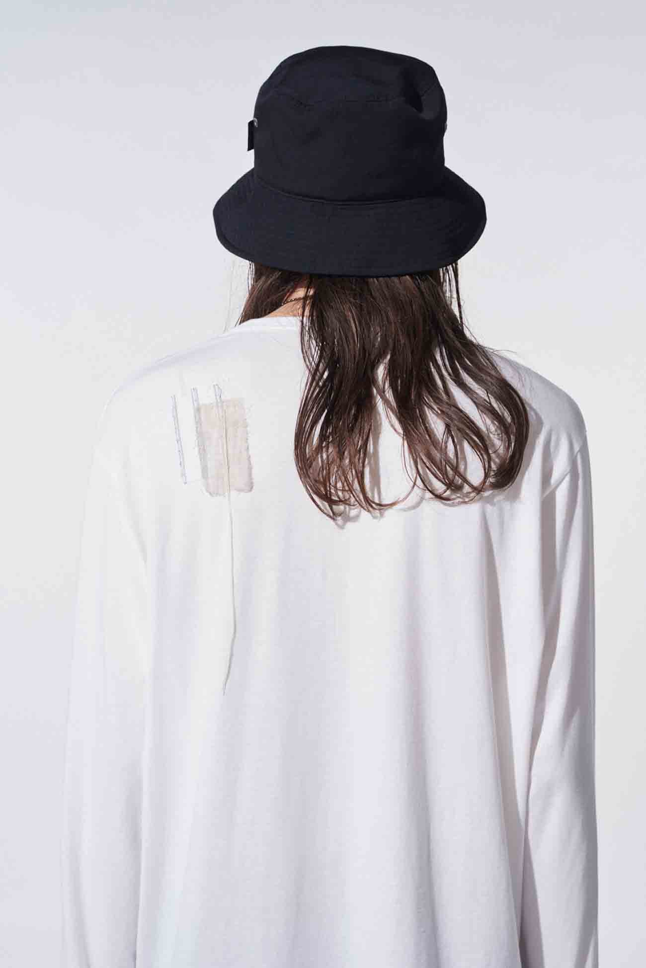 SOFT JERSEY "BORO"APPLIQUE SIDE SLIT LONG-SLEEVED T-SHIRT